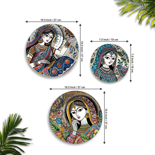 Grace & Glory Folk Art Premium Wall Plates Painting Set of 3