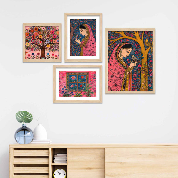 graceful-indian-woman-wall-frame-set-of-four