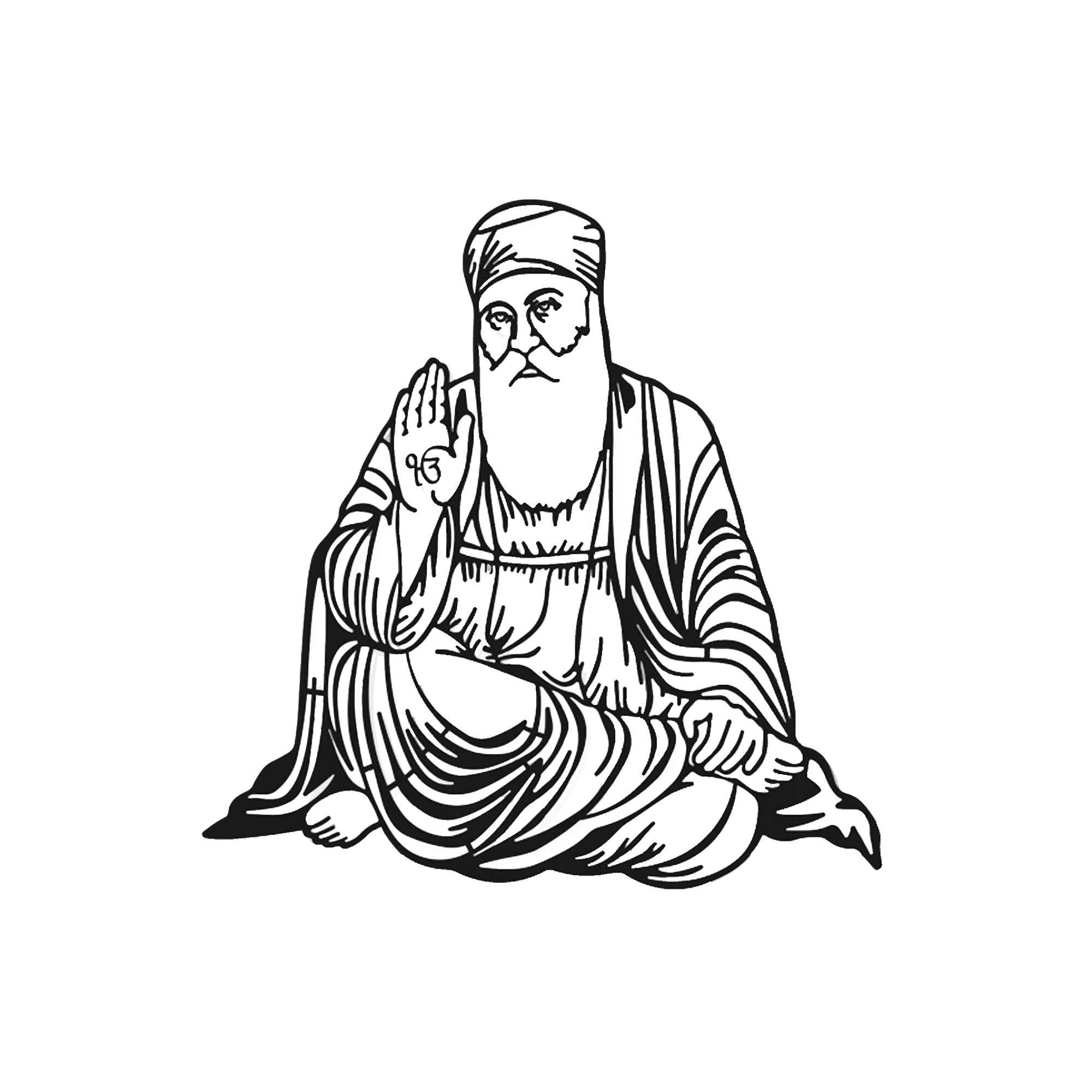 Guru Nanak Ji Metal Art Sikhism Wall Decor Hanging