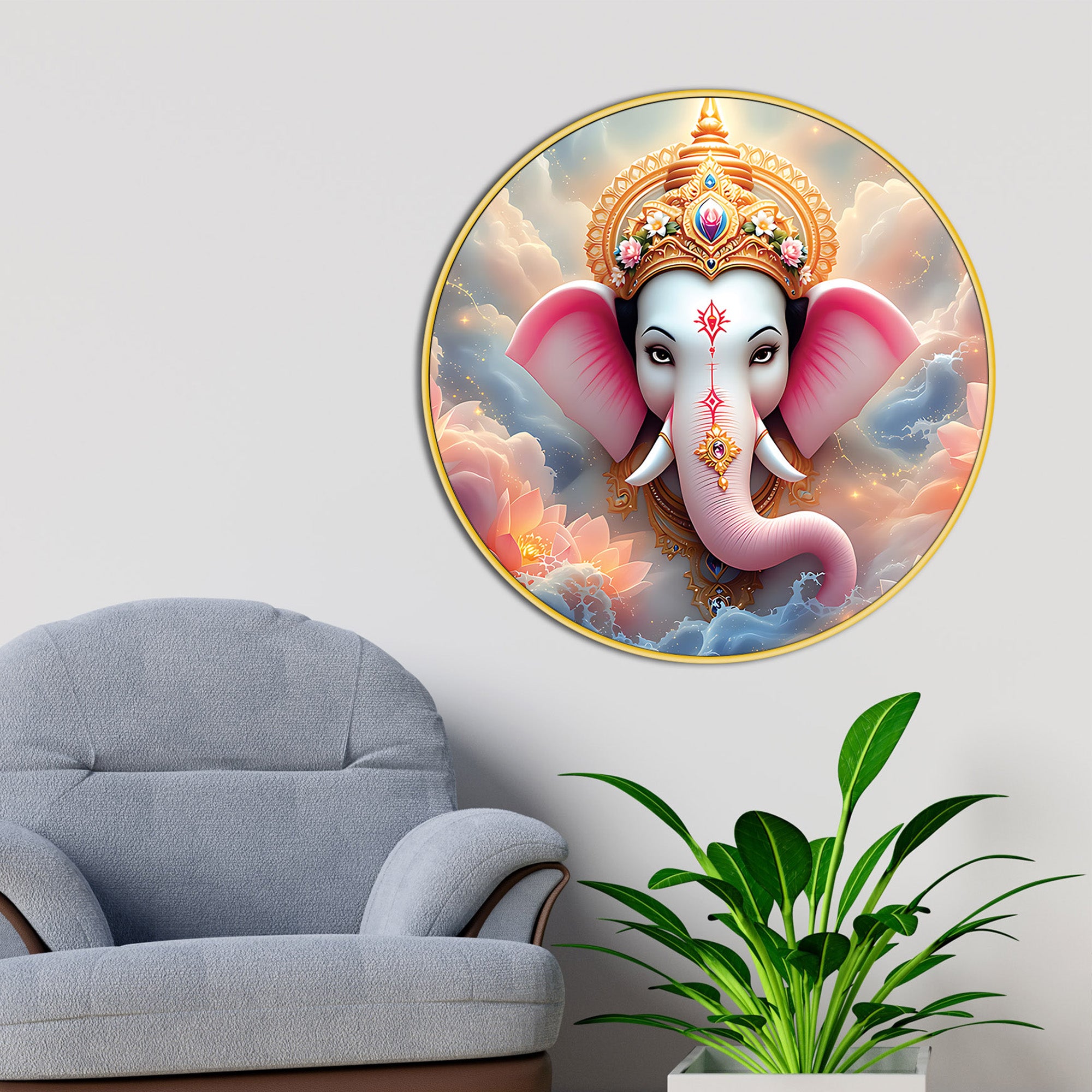 Heavenly Cloud Ganesh Ji Painting