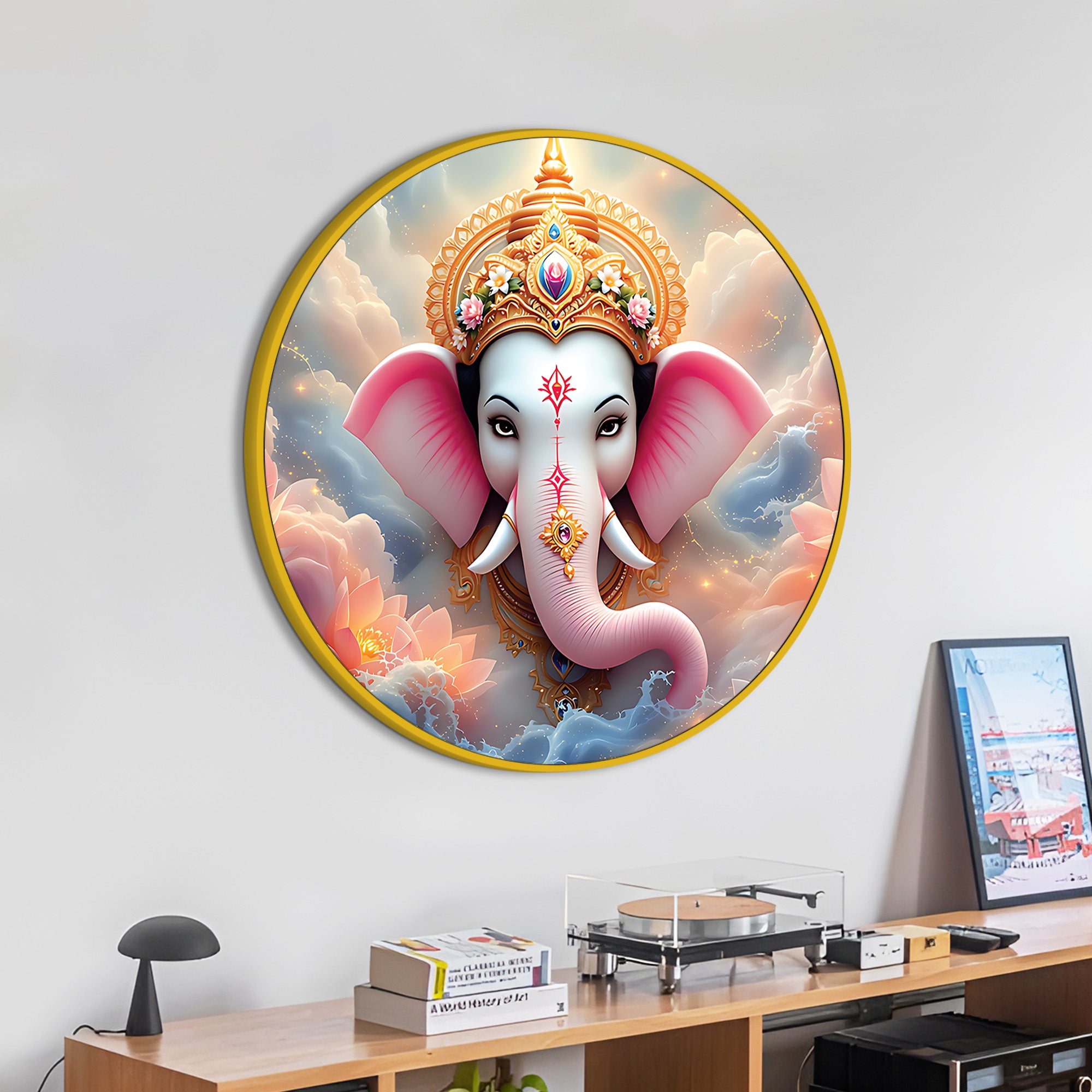 Heavenly Cloud Ganesh Ji Painting