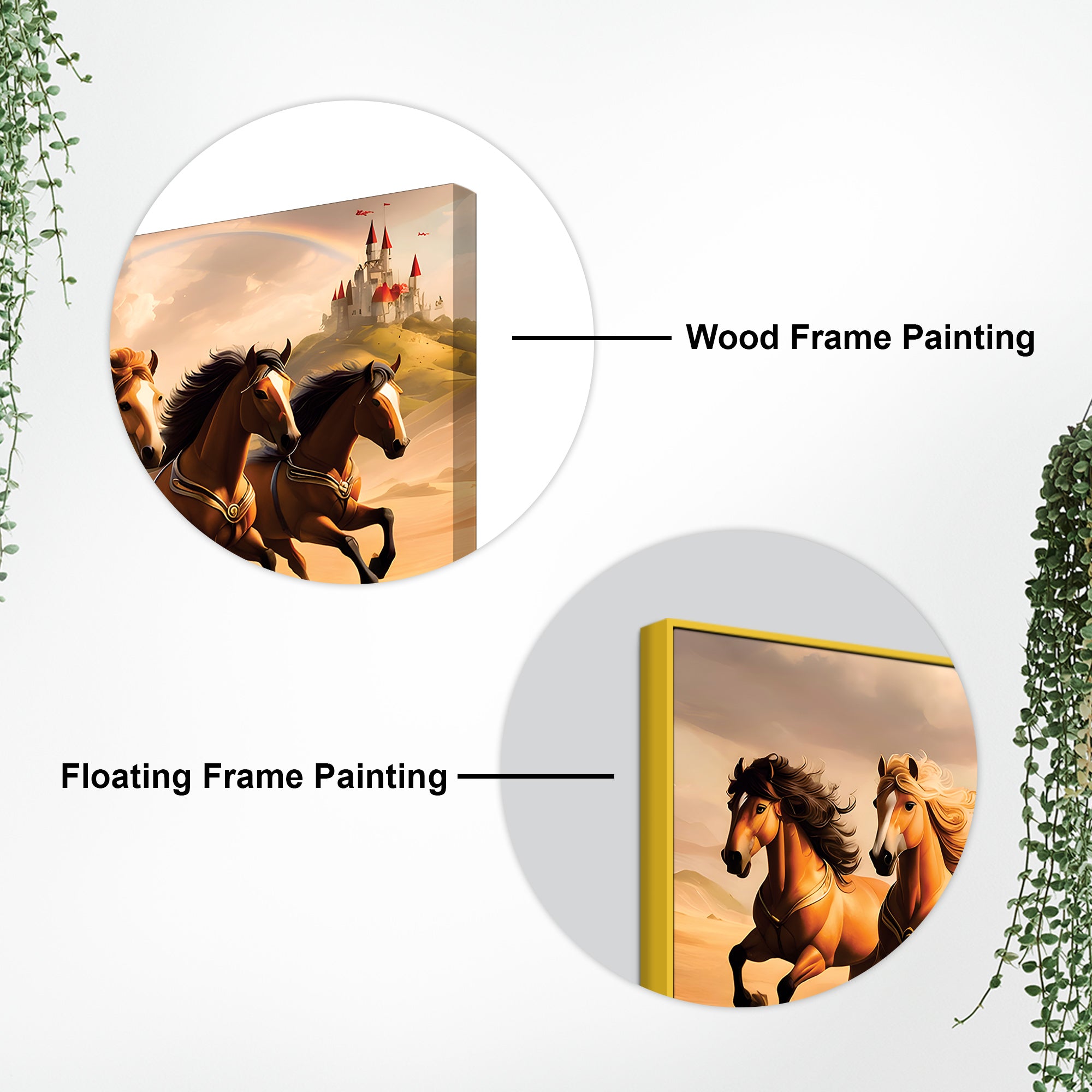 Herd of Seven Horses Running Premium Wall Painting