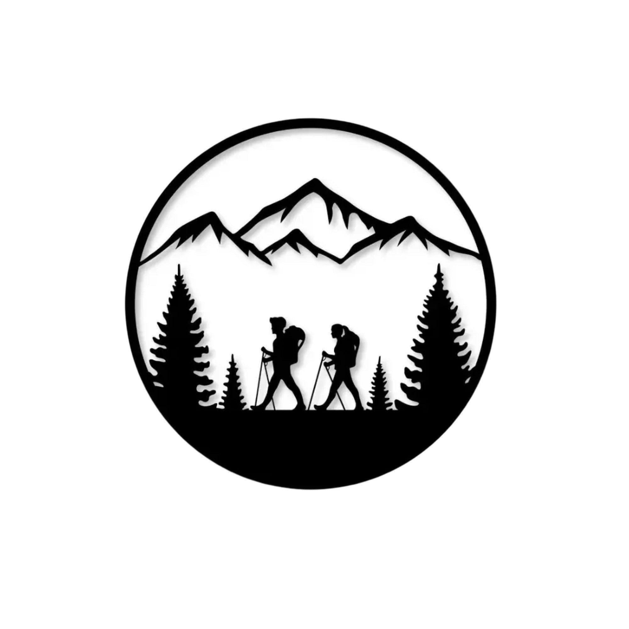 Hiking Adventure Mountains Trees Metal Art Wall Decor