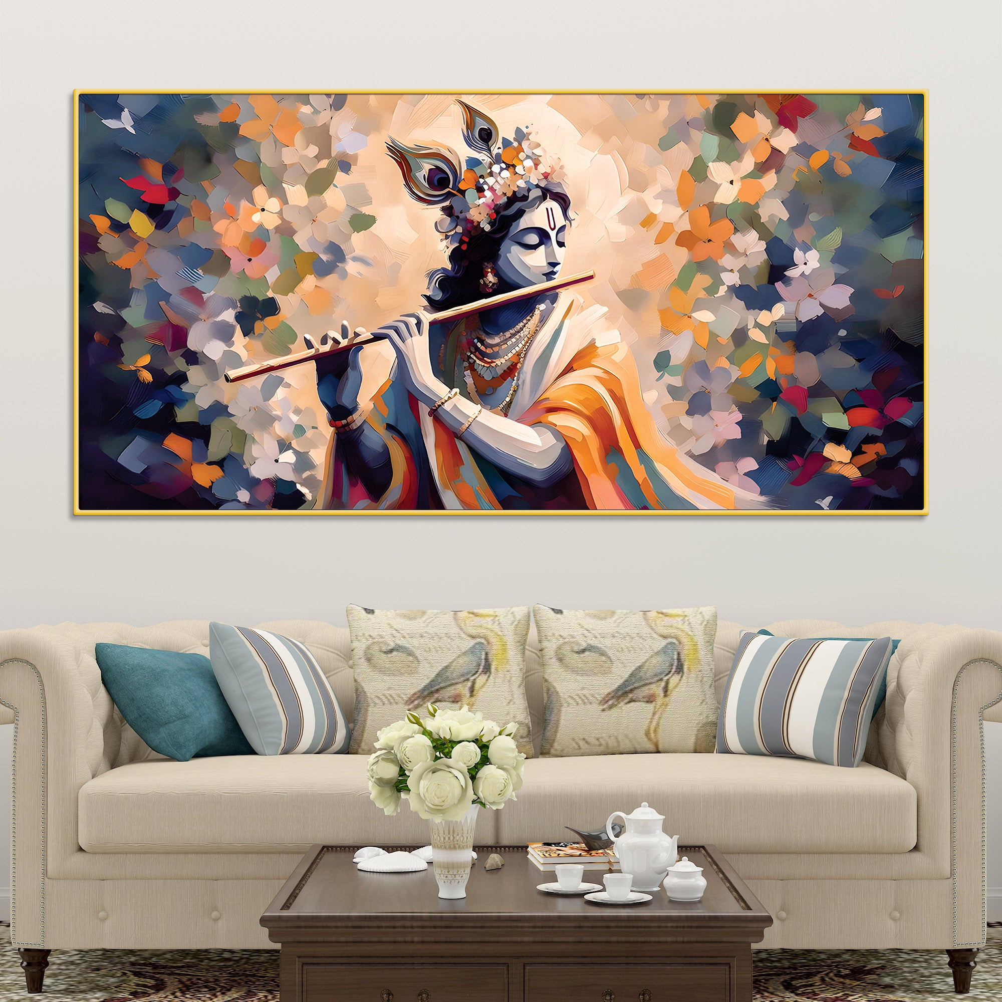 Hindu God Krishna Artistic Painting for Wall Decoration