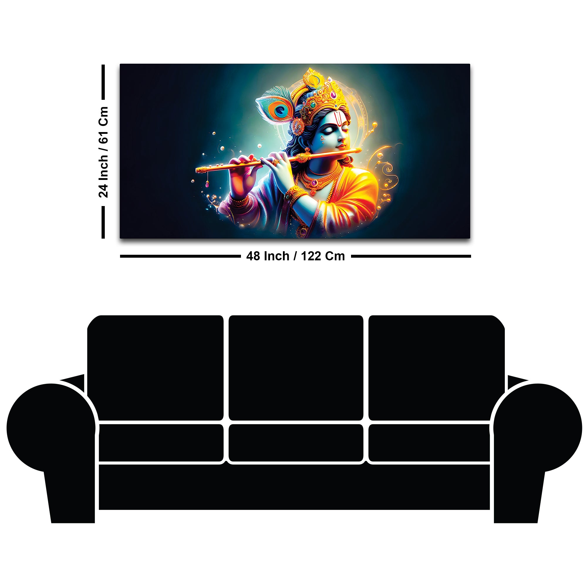 Hindu God Lord Krishna Painting for Wall Decoration