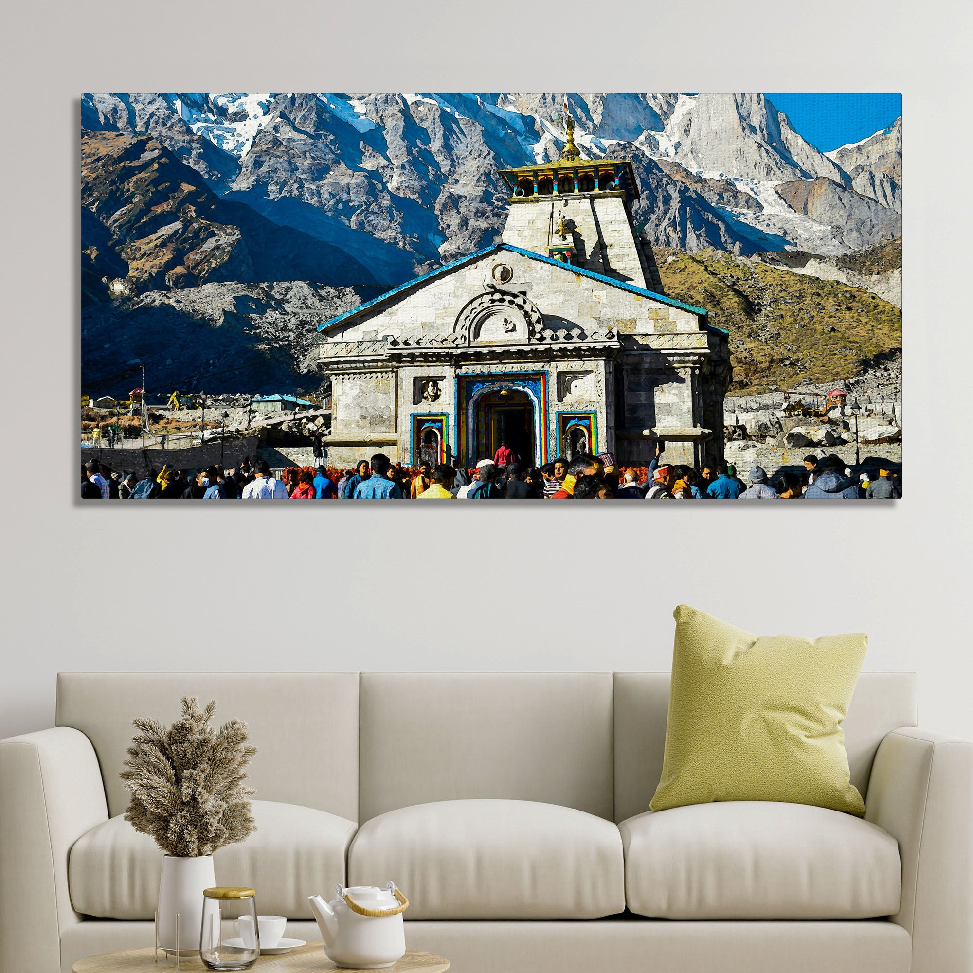 Holy Kedarnath Lord Shiva Temple Canvas Wall Painting