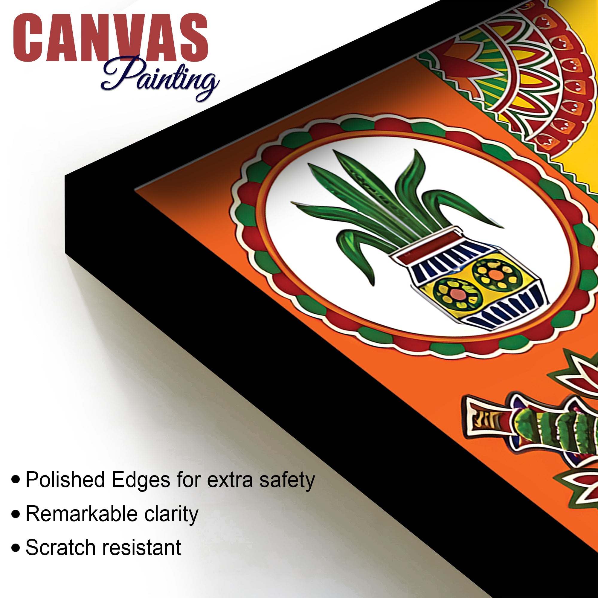 Indian Festive Folk Art Wedding Theme Canvas Wall Painting