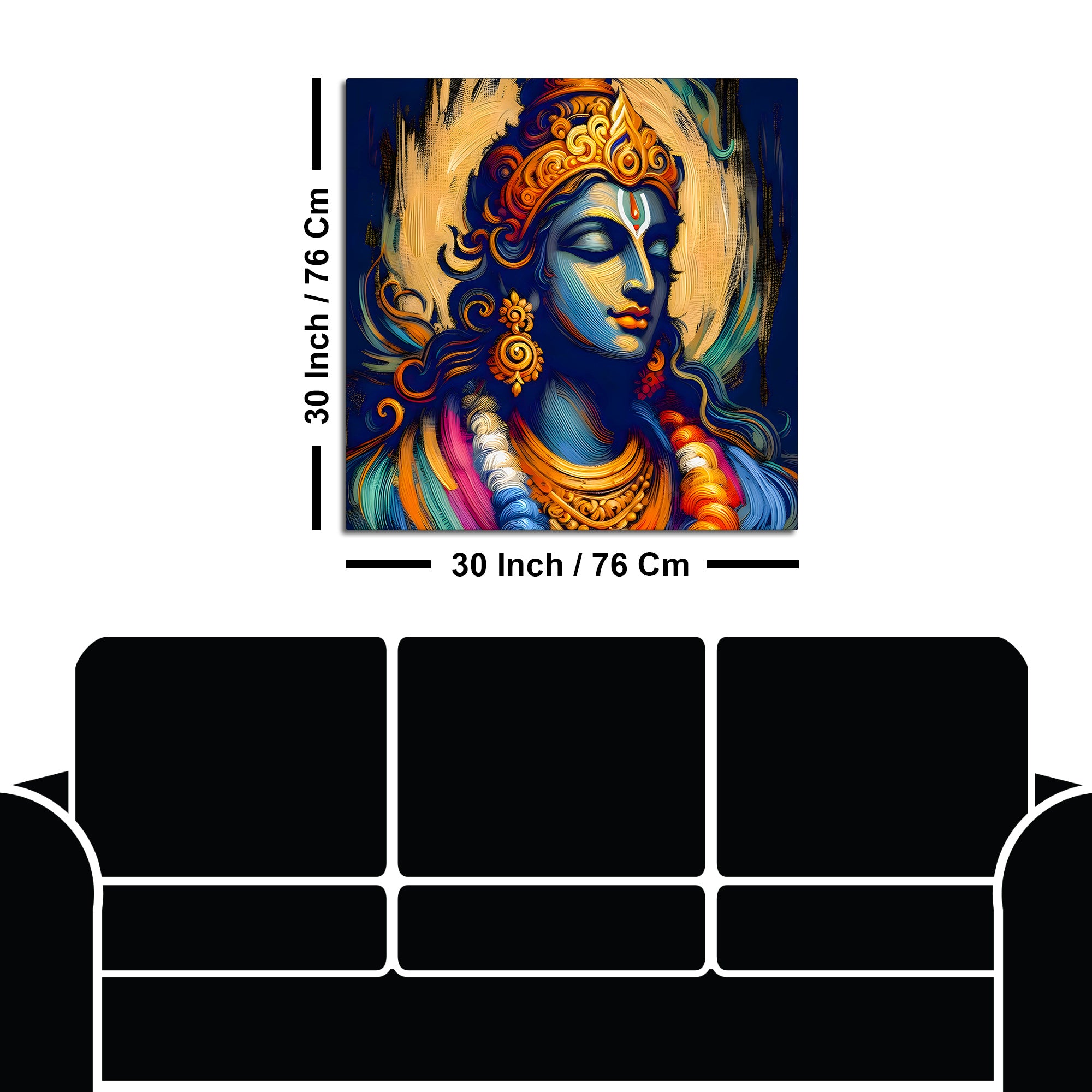 Indian Traditional Lord Shri Krishna Canvas Wall Painting for Home