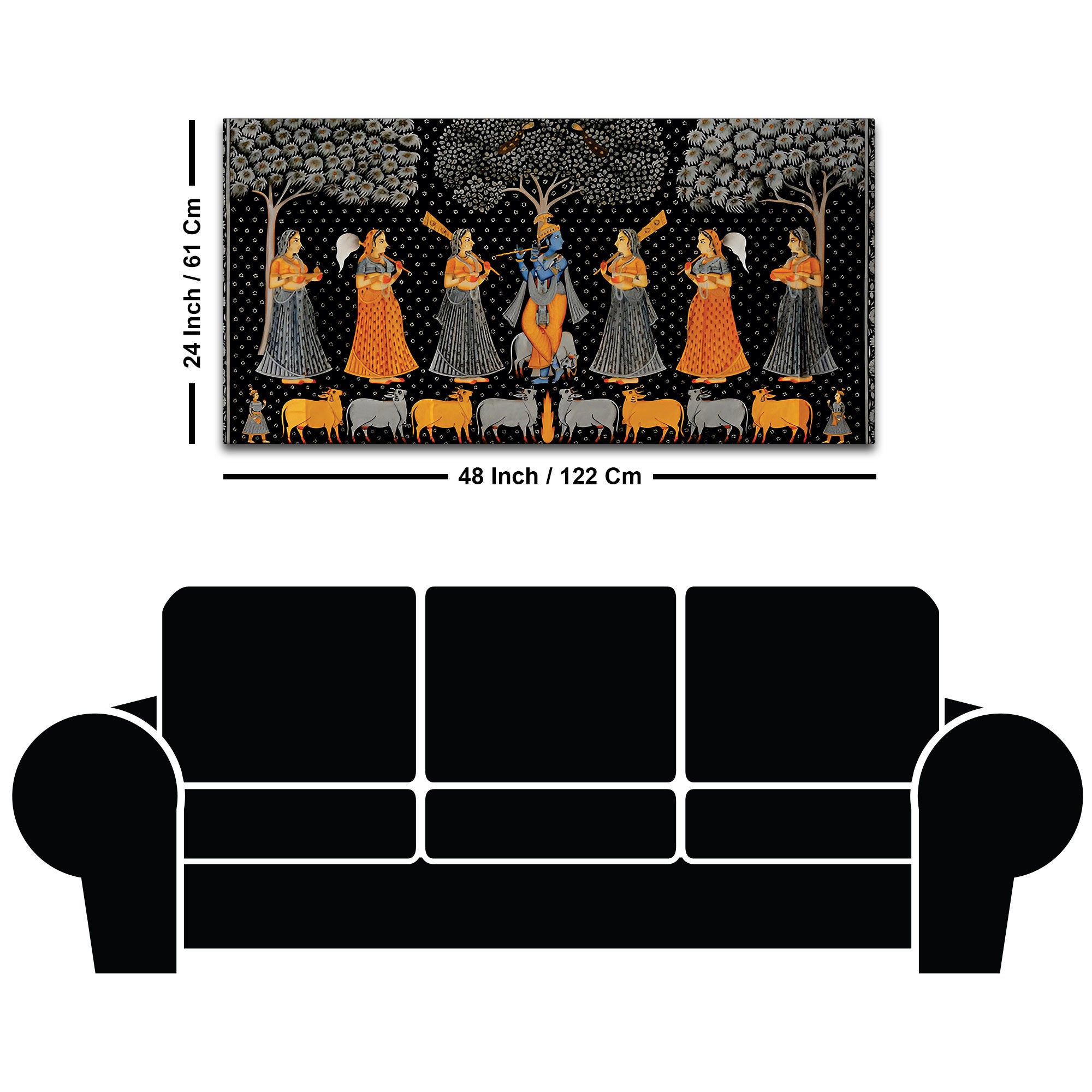 Indian Traditional Pichwai Krishna Raas Leela Wall Painting