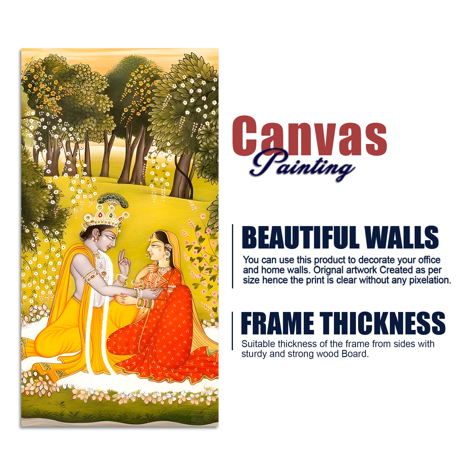 Indian Traditional Radha Krishna Canvas Painting | Elegant Pichwai Home Wall Decor