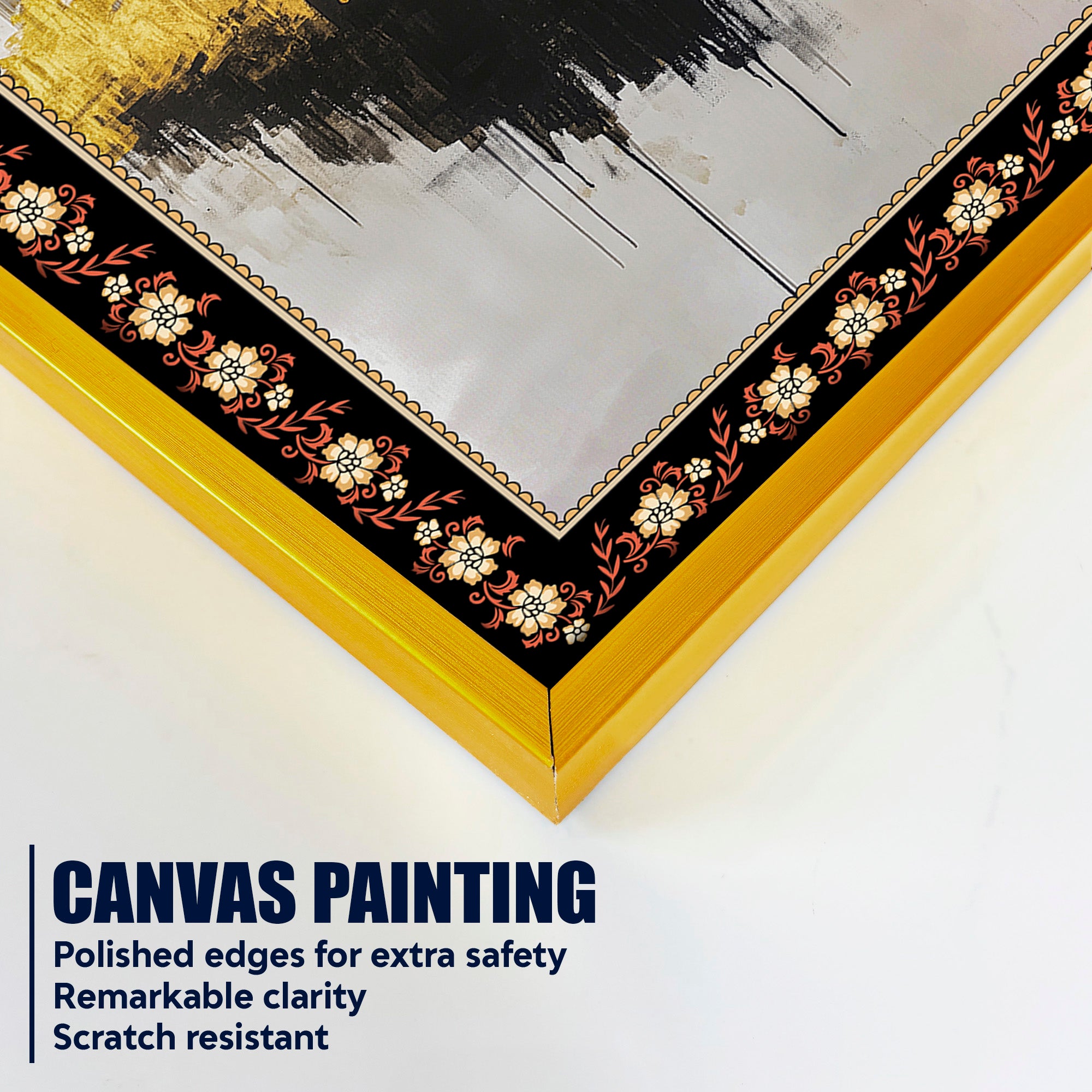 Kaaba Symbol of Unity Floral Border Vertical Wall Painting