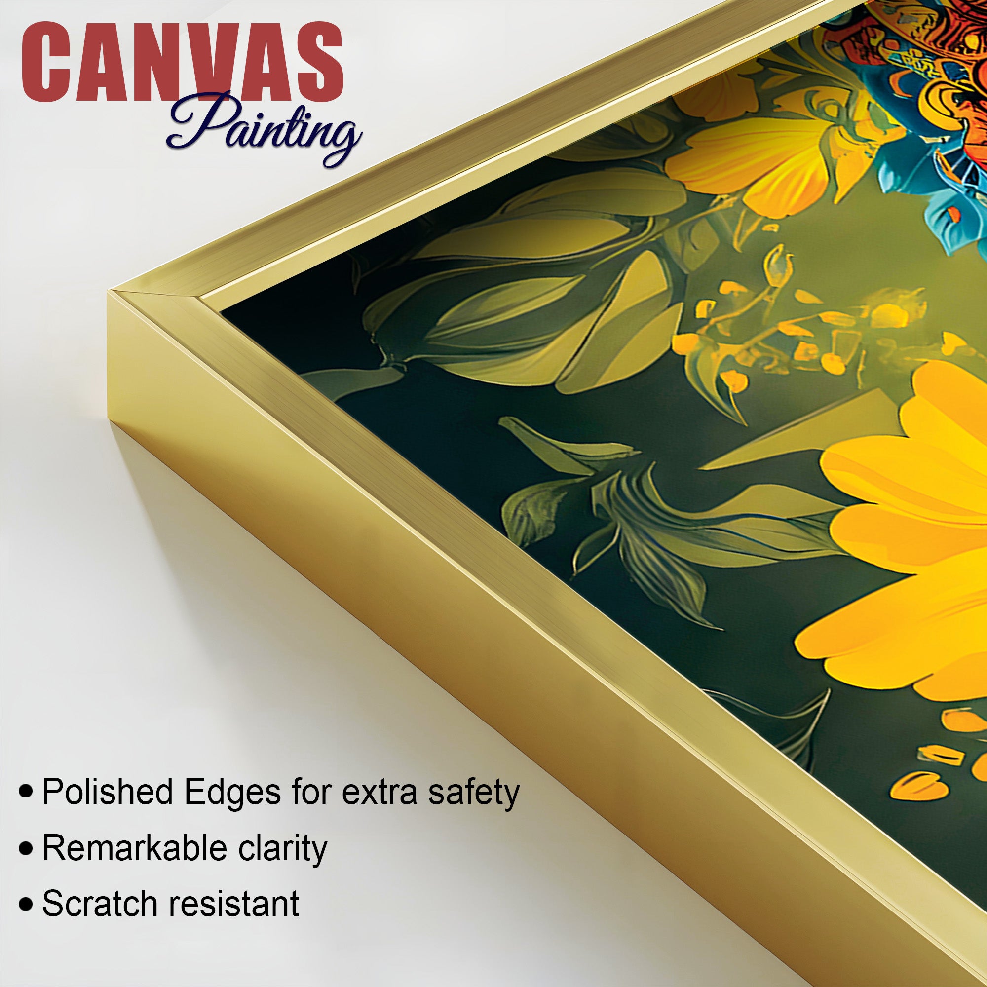 Krishna Divine Face with Flowers Wall Painting