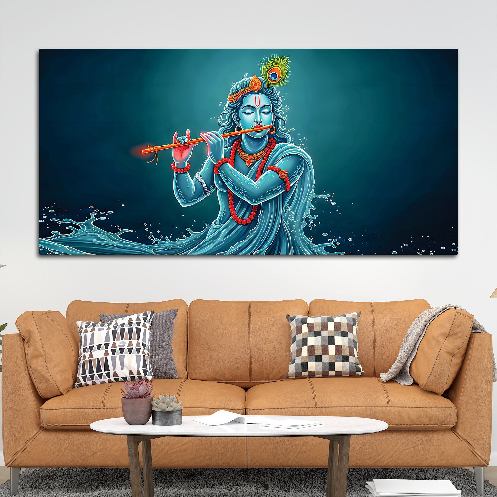 Krishna Flute Elegant Canvas Wall Painting for Wall Decoration