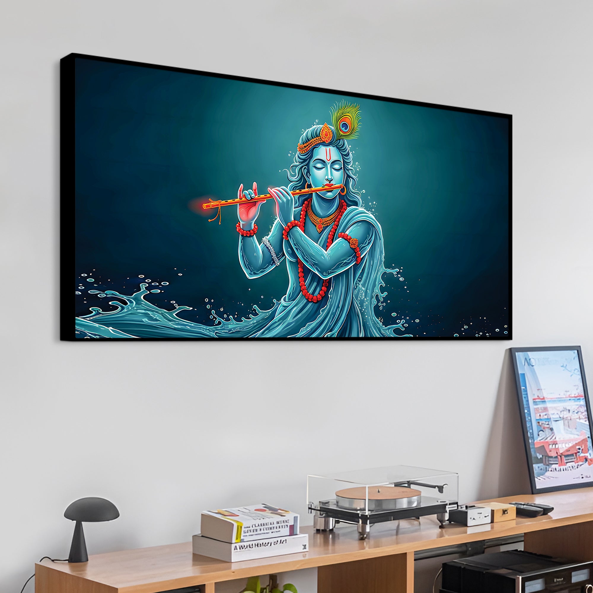 Krishna Flute Elegant Canvas Wall Painting for Wall Decoration
