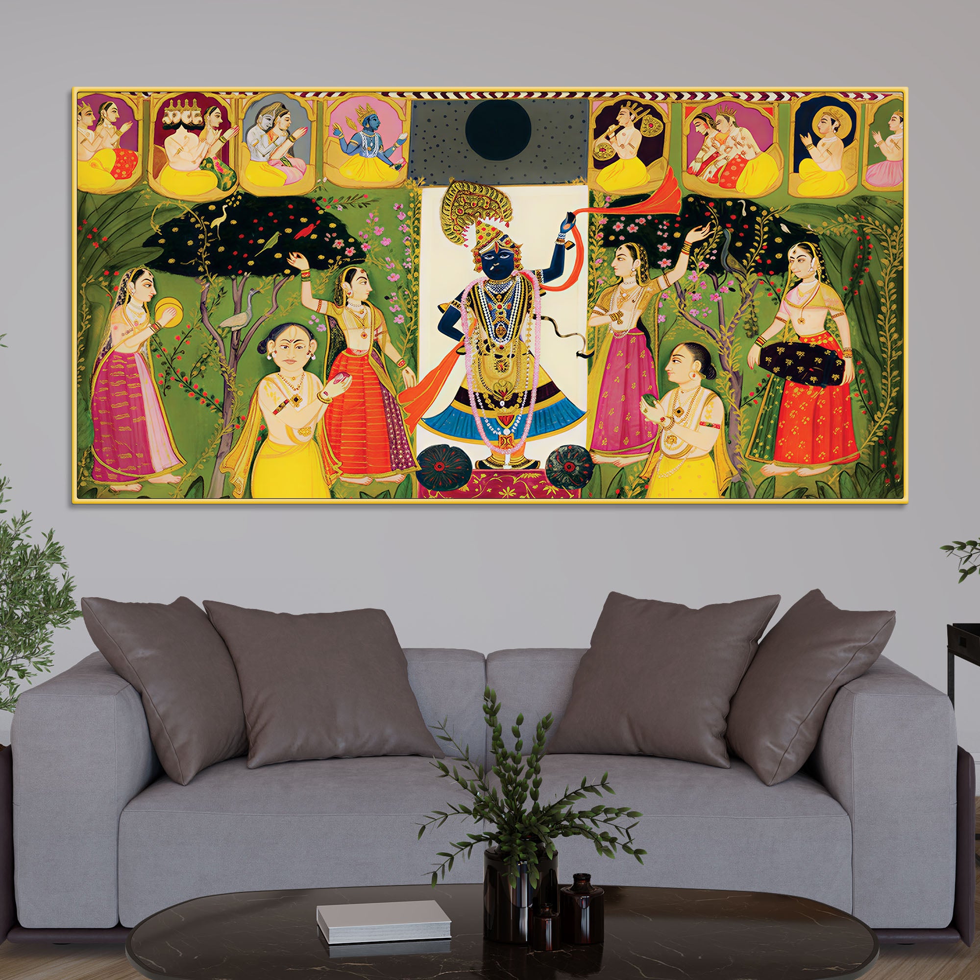 Krishna Raas Leela Painting with Gopis Pichwai Art Painting