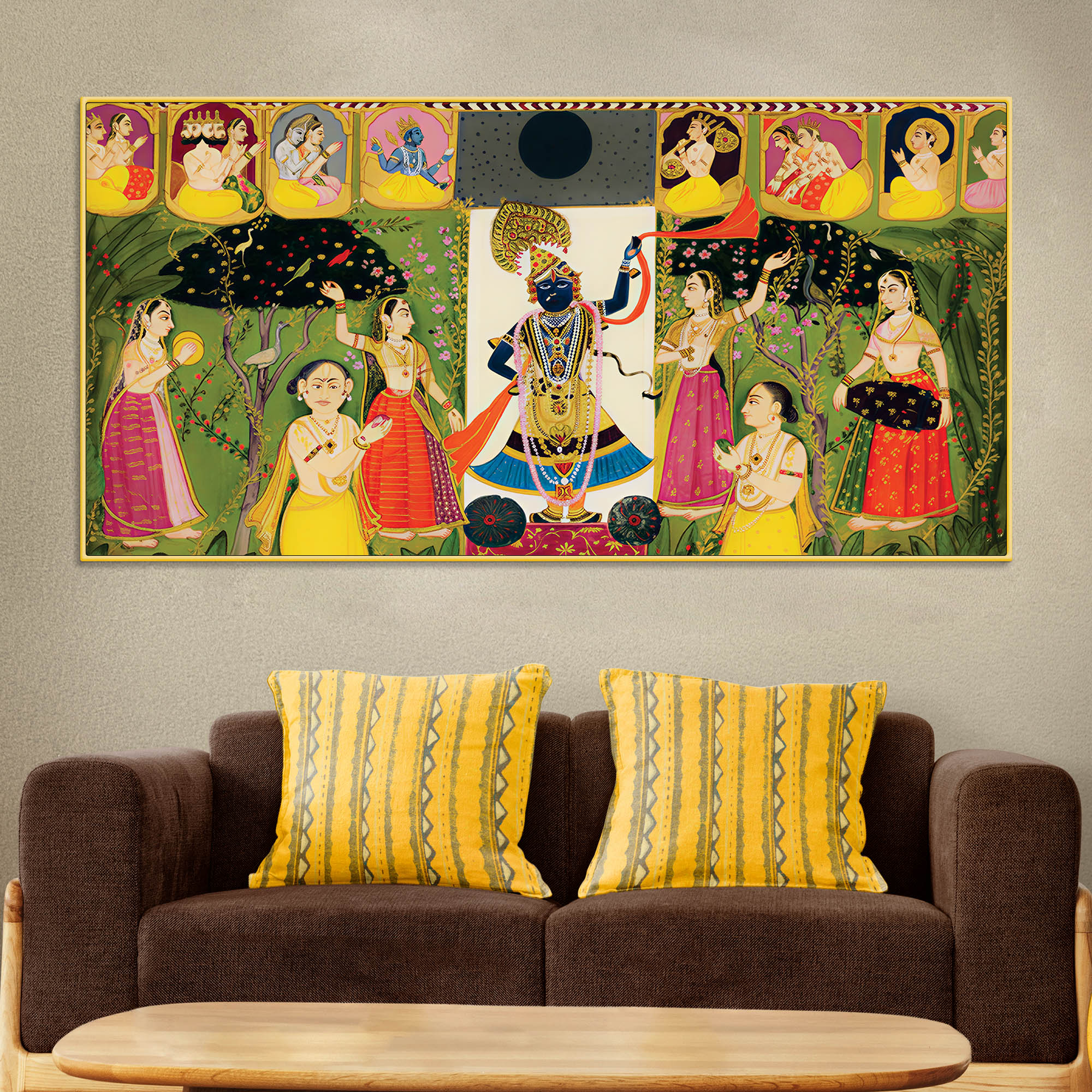 Krishna Raas Leela Painting with Gopis Pichwai Art Painting