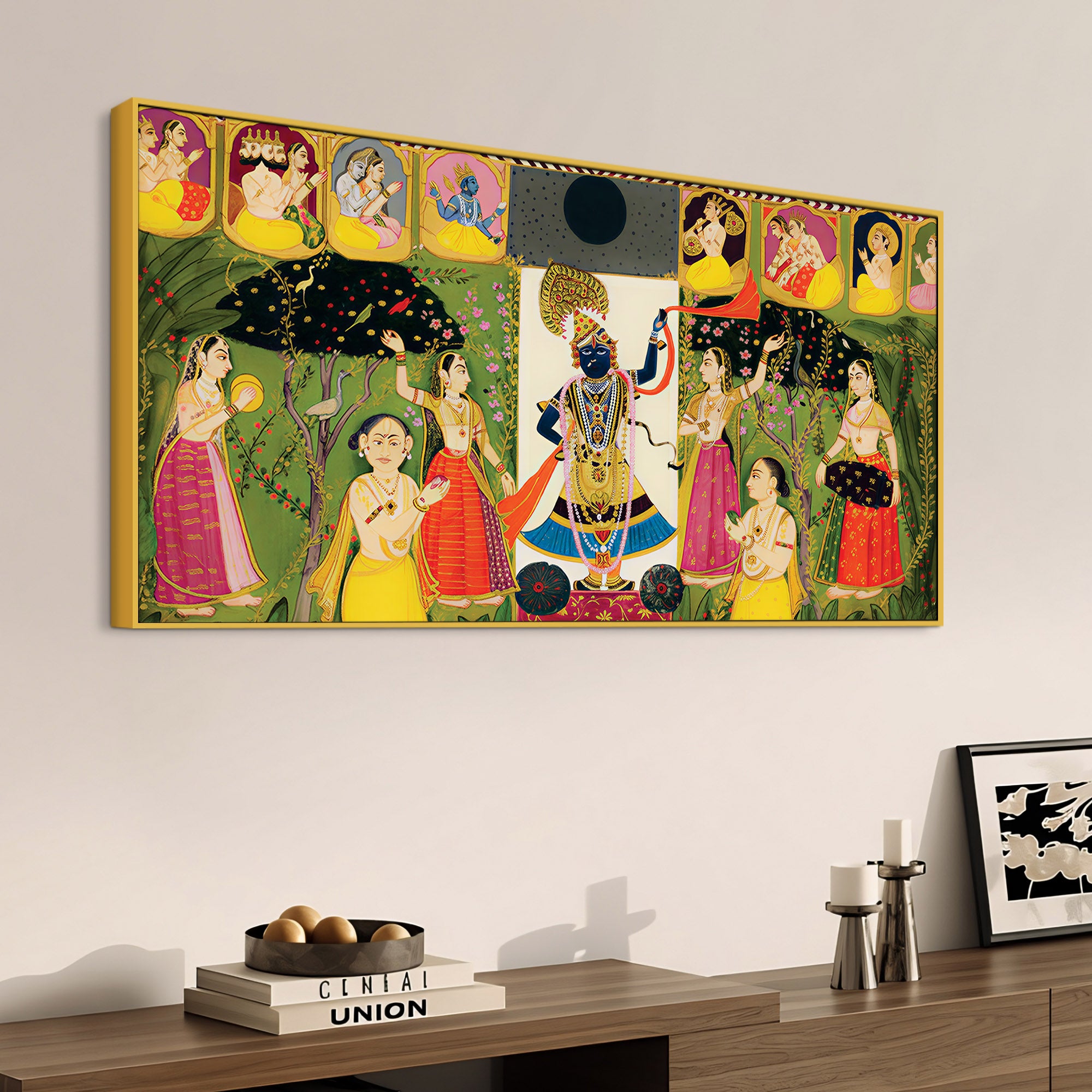 Krishna Raas Leela Painting with Gopis Pichwai Art Painting