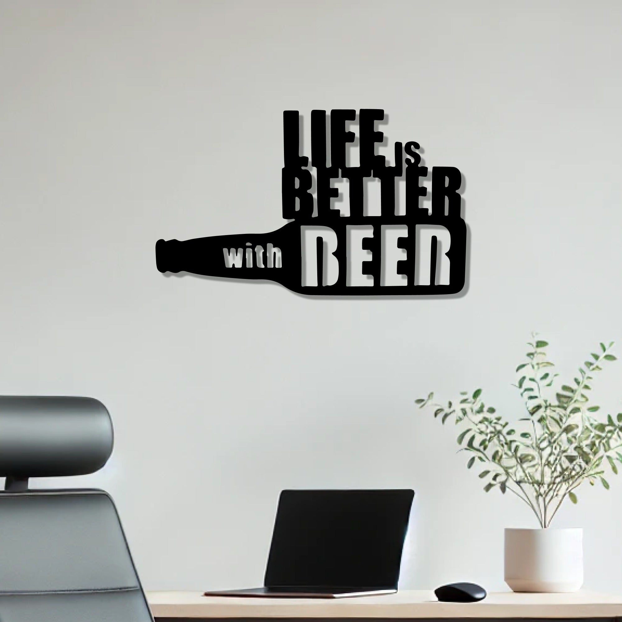 Life is Better with Beer Bottle Metal Art Wall Decor