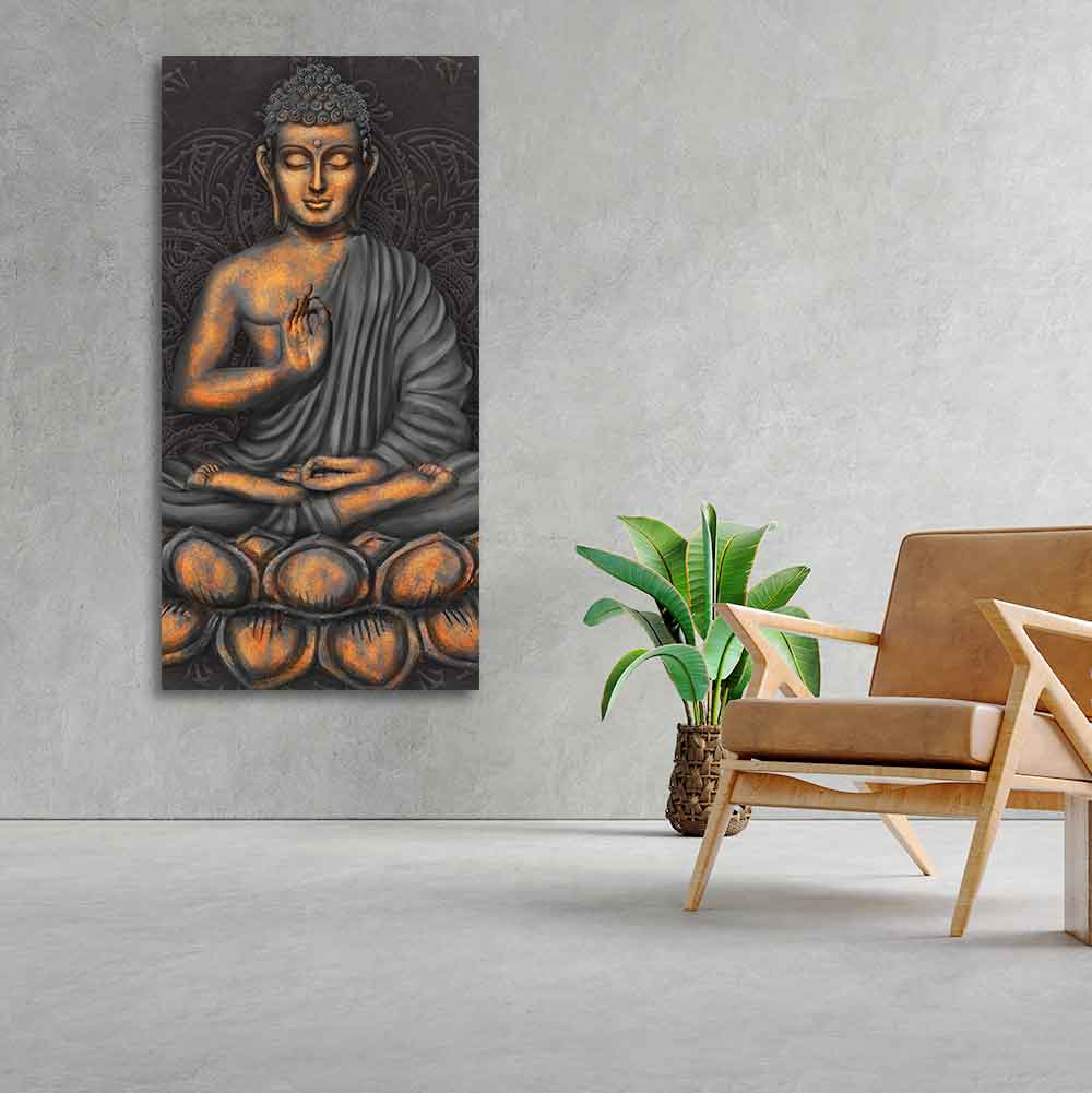 Lord Buddha in Forest Premium Canvas Wall Painting