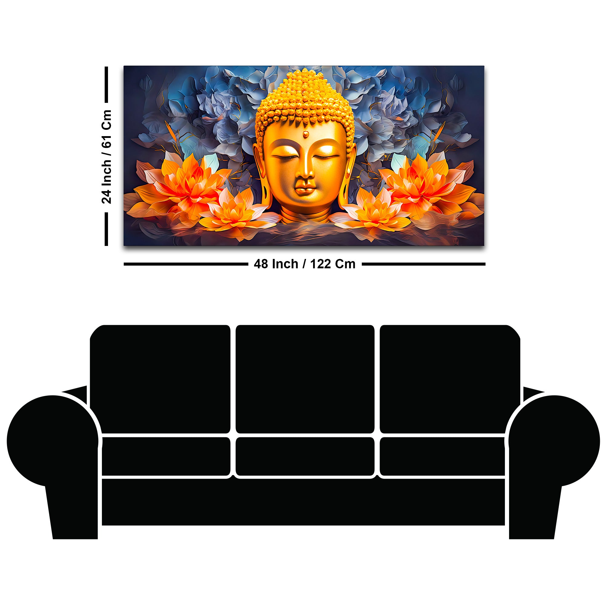 Lord Buddha Lotus Wall Painting for Spiritual Home Decoration