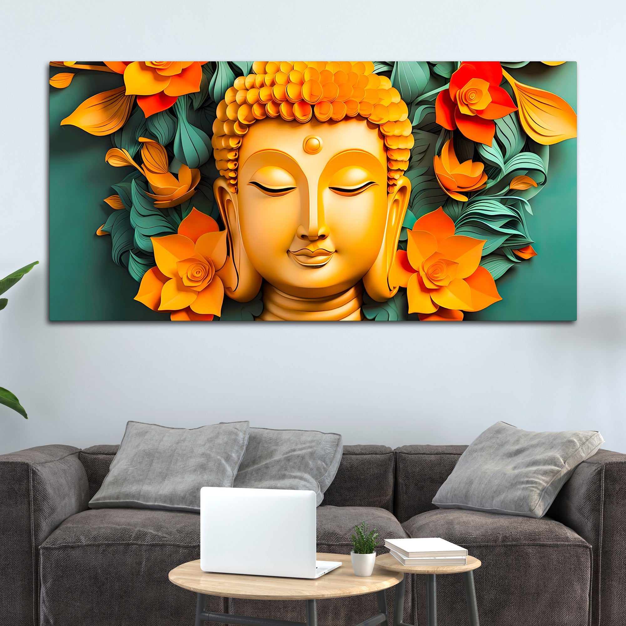 Lord Buddha Premium Canvas Wall Painting for Home & Office