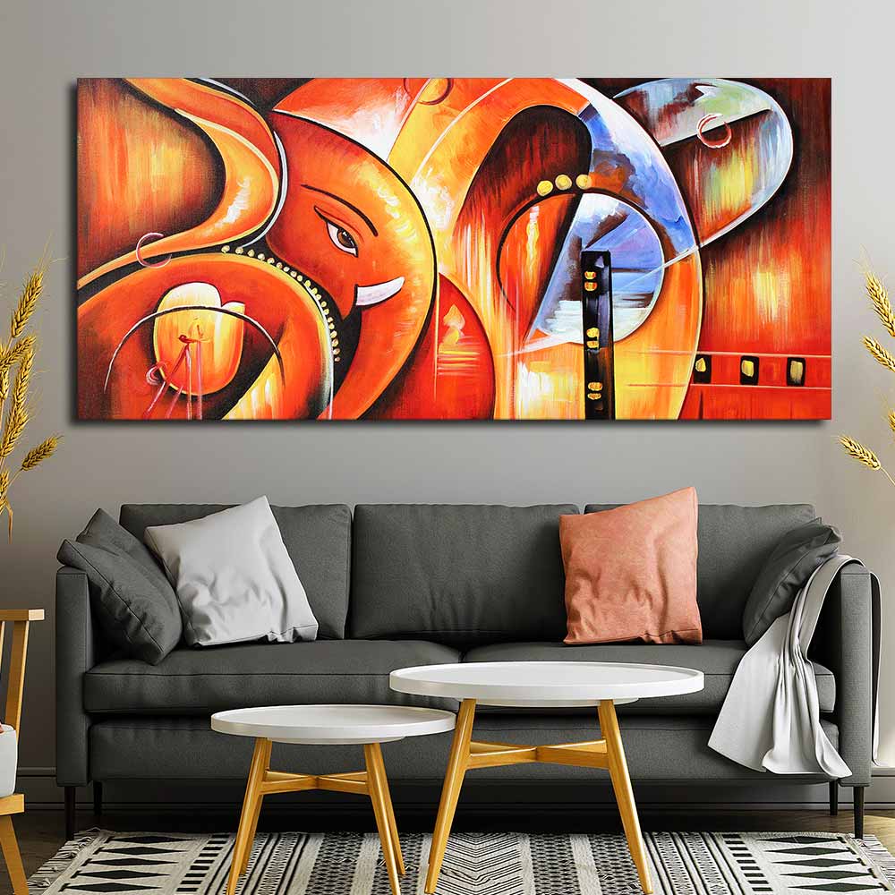 Lord Ganesha Painting / Ganesha Acrylic Painting / Canvas Painting / Indian Painting / abstract art / Entryway Decor newest / Religious Painting