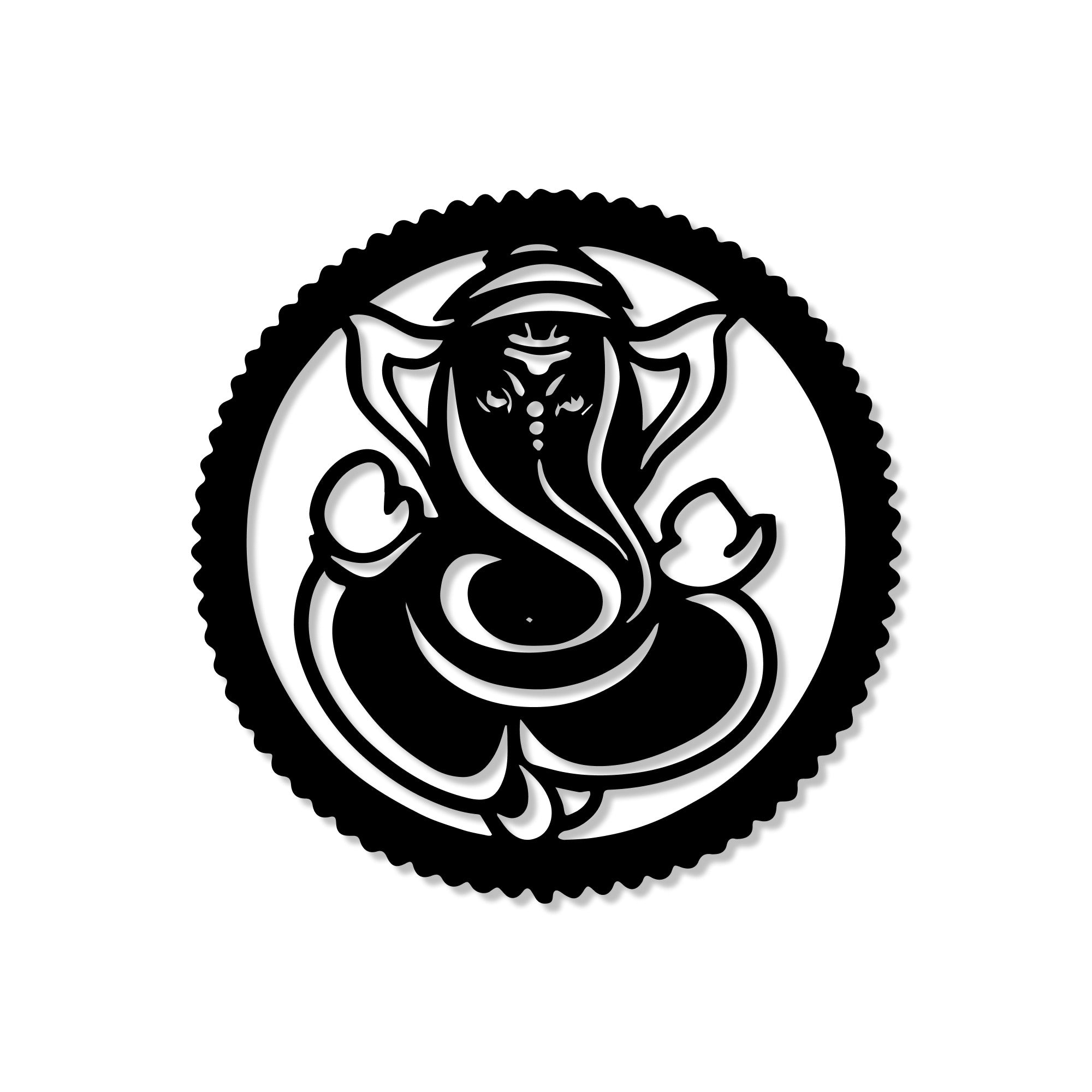 Lord Ganesha Circle Shape Metal Art Wall Decor