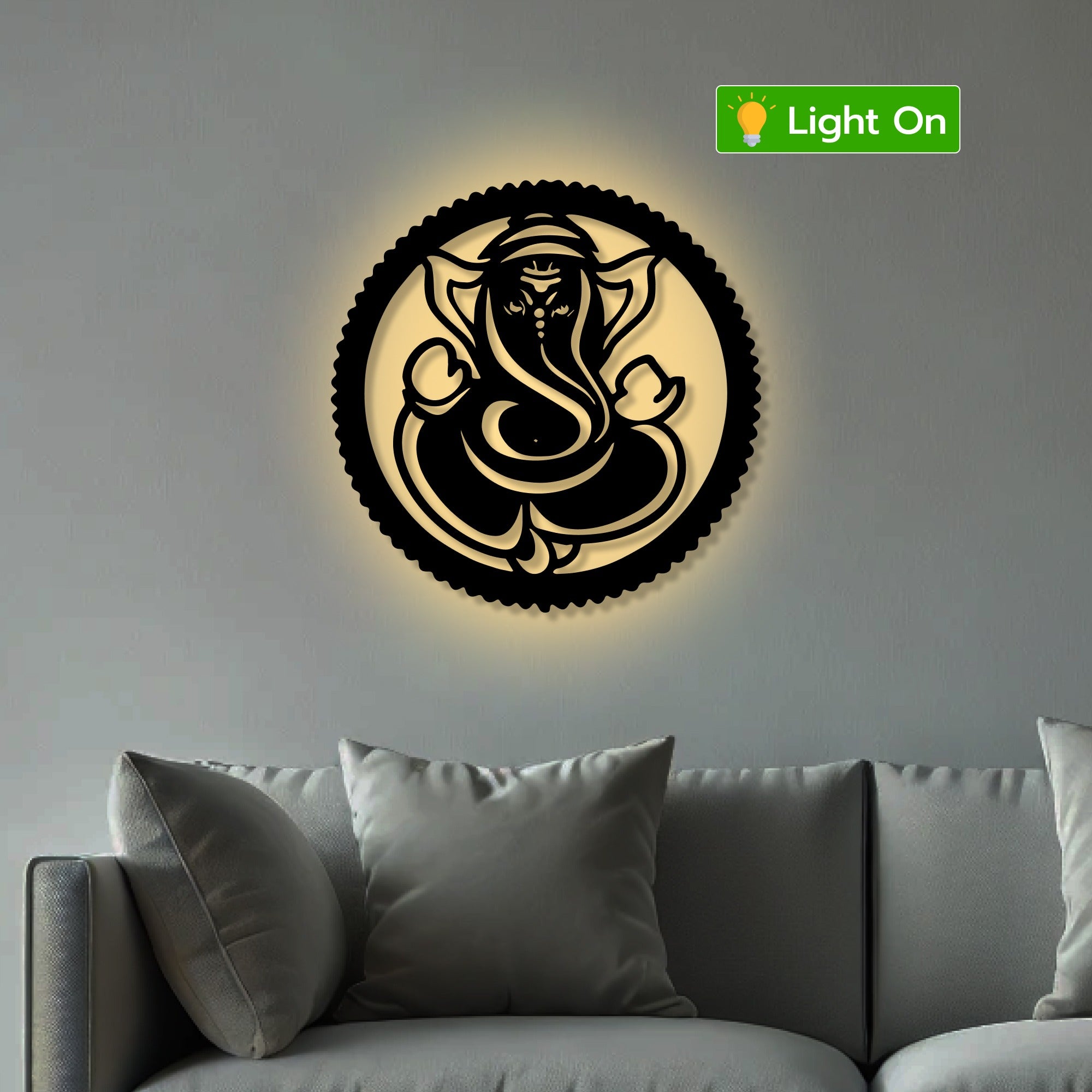 Lord Ganesha Circle Shape Metal Art Wall Decor