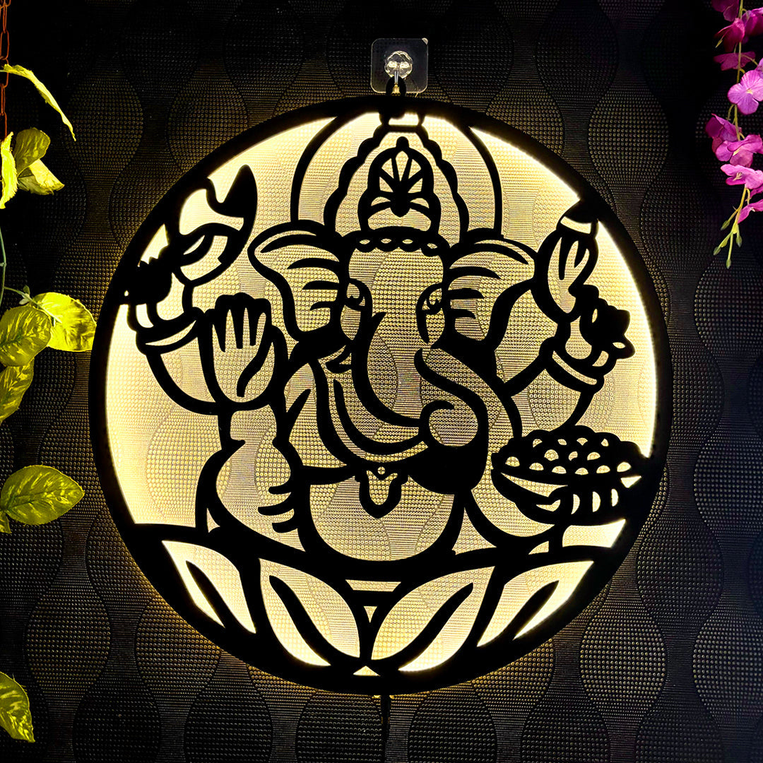 Lord Ganesha LED Wall Hanging Light for Temple and Wall Decor