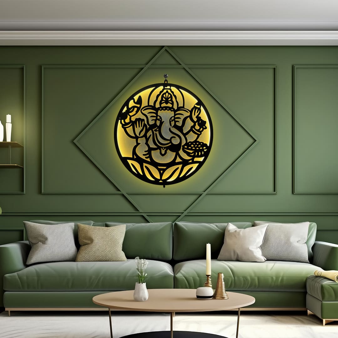 Lord Ganesha LED Wall Hanging Light for Temple and Wall Decor