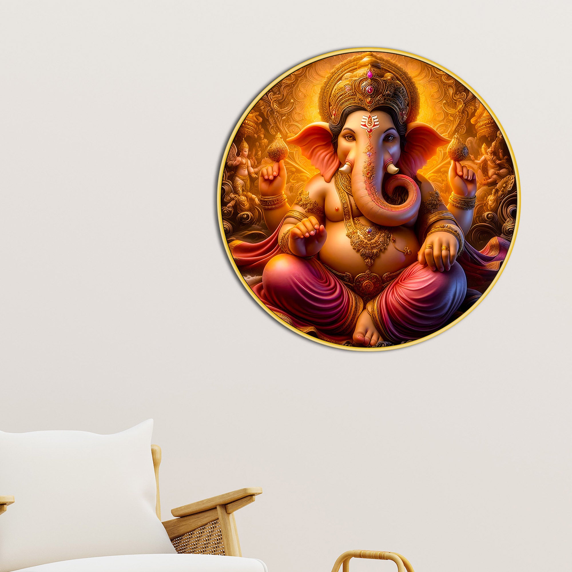 Lord Ganesha Round Painting