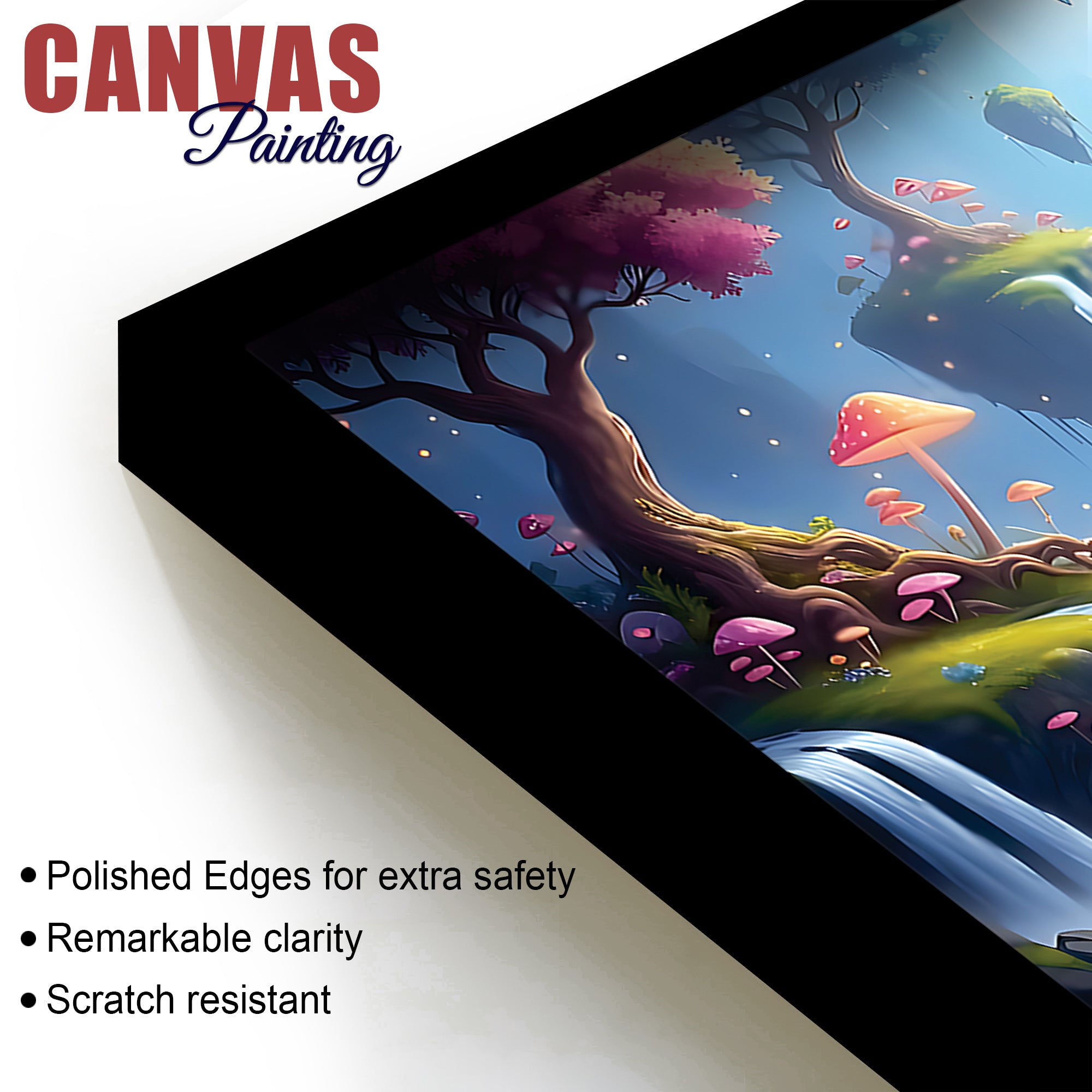 Lord Ganesha Sitting On Lotus in Beautiful Nature Canvas Wall Painting For Home & Pooja Spaces – Modern Spiritual Wall Art