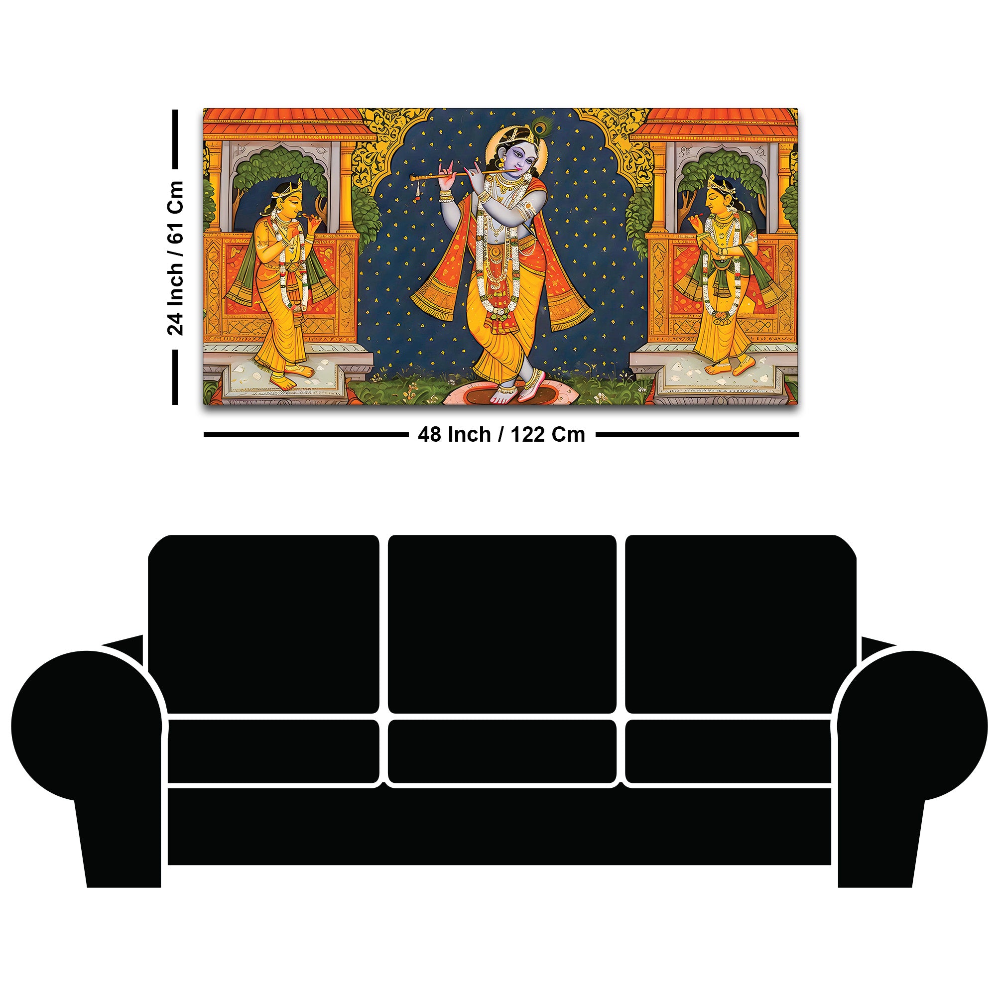 Lord Krishna Bhakti Wall Painting for Decoration