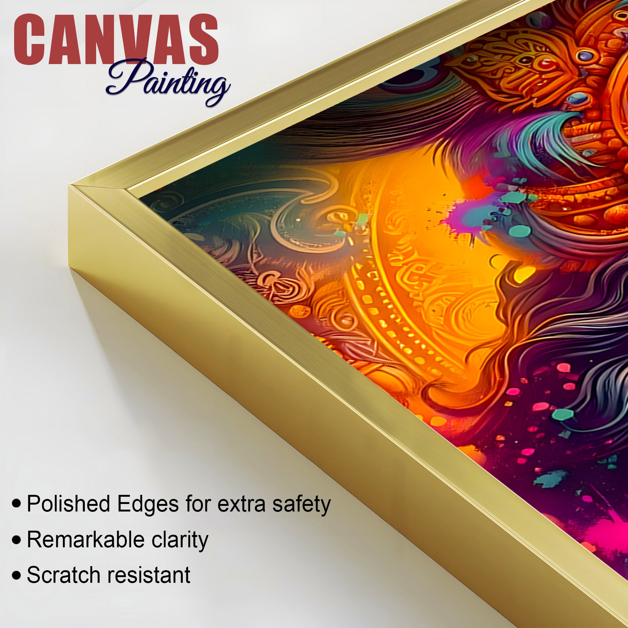 Lord Krishna Color Splash Portrait Art – Modern Devotional Canvas Wall Painting