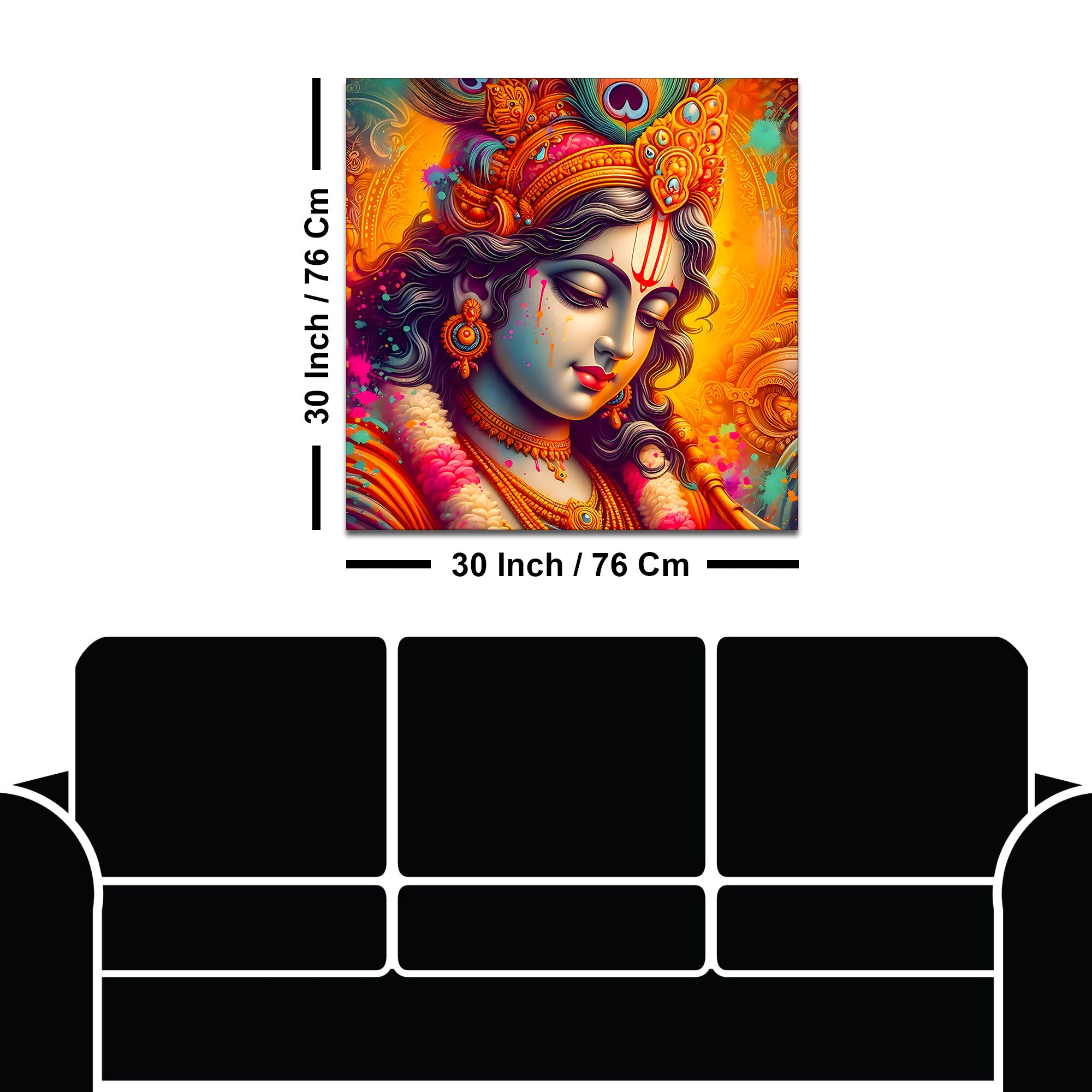 Lord Krishna Color Splash Portrait Art – Modern Devotional Canvas Wall Painting
