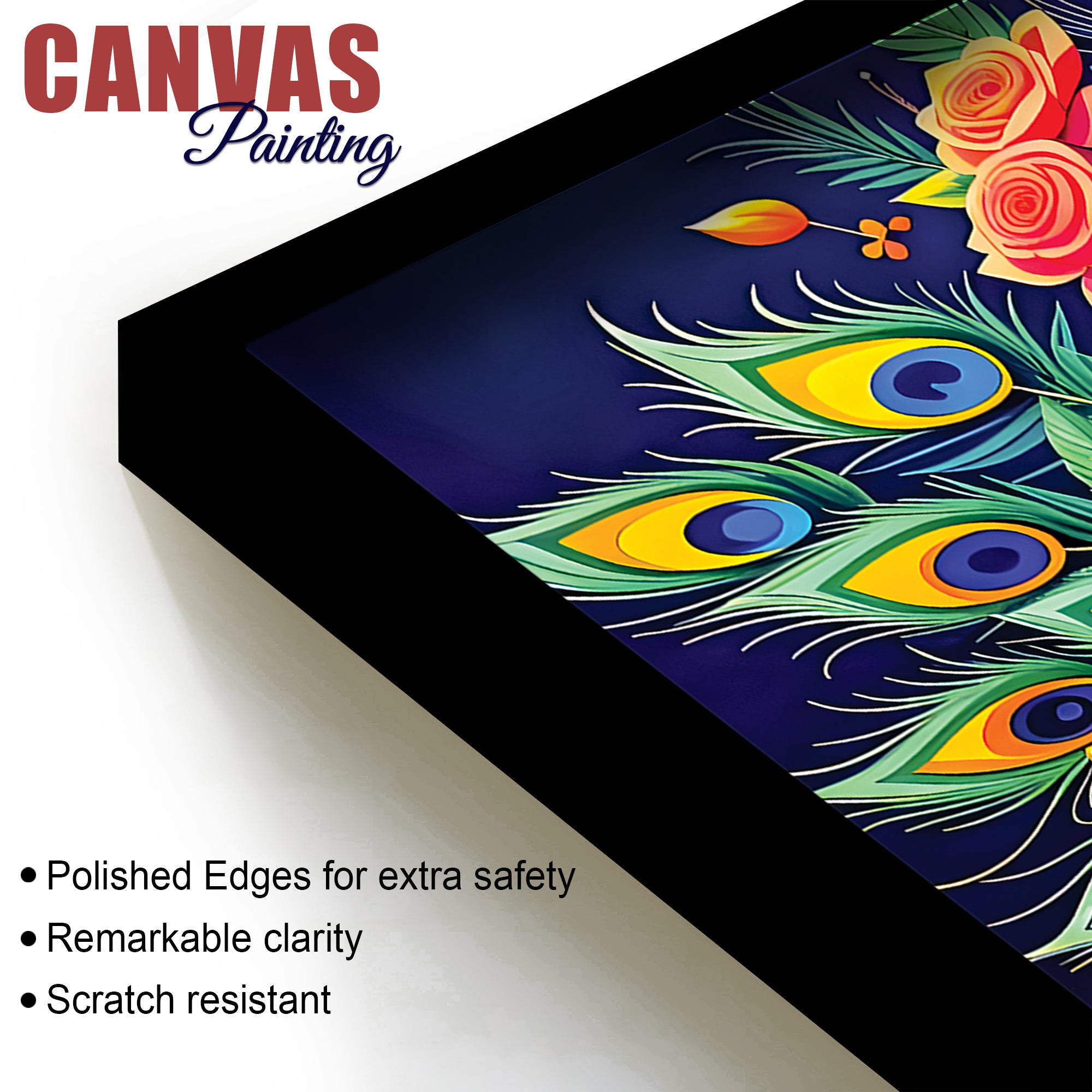 Lord Krishna Floral Peacock Theme Painting