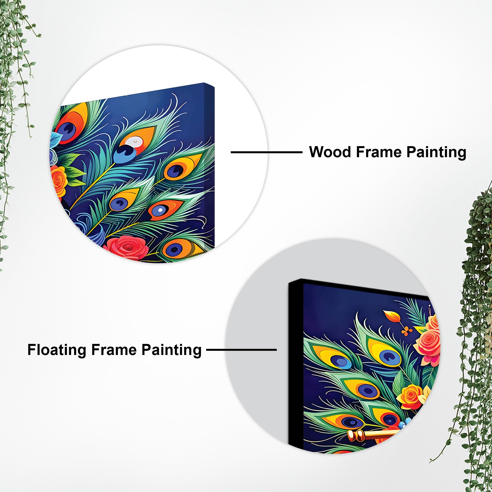 Lord Krishna Floral Peacock Theme Painting
