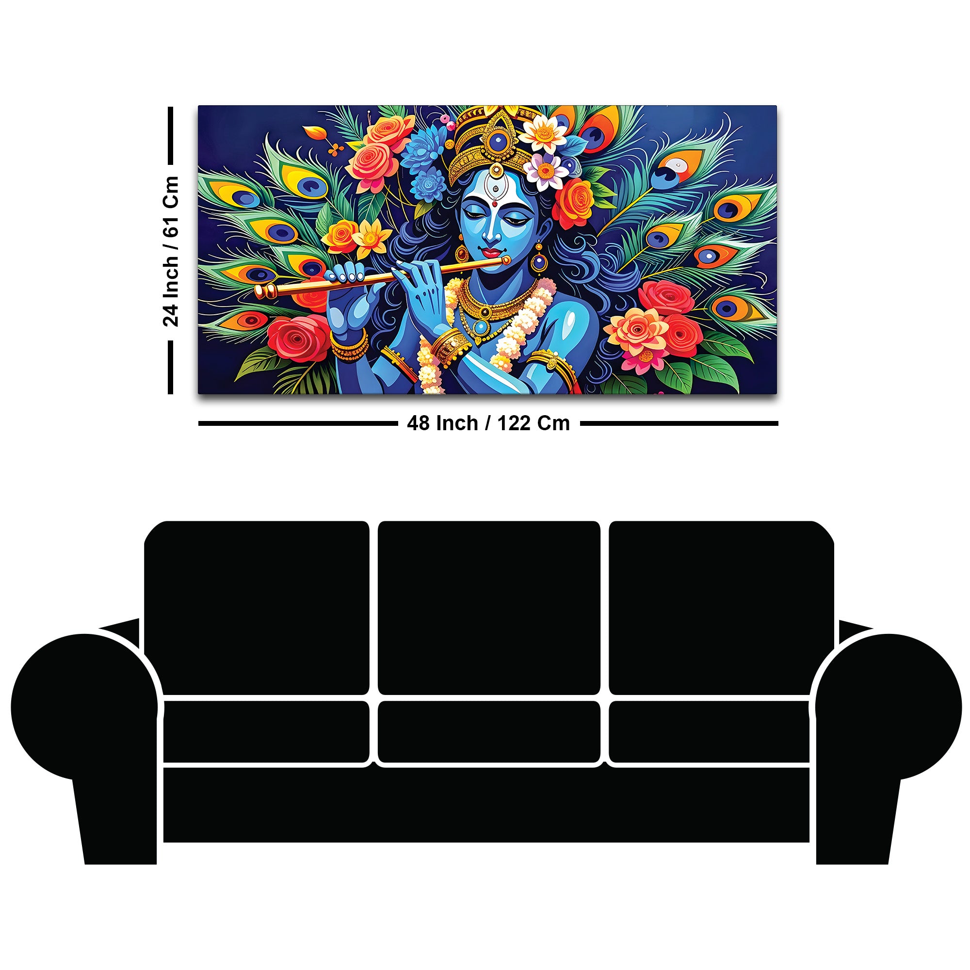 Lord Krishna Floral Peacock Theme Painting
