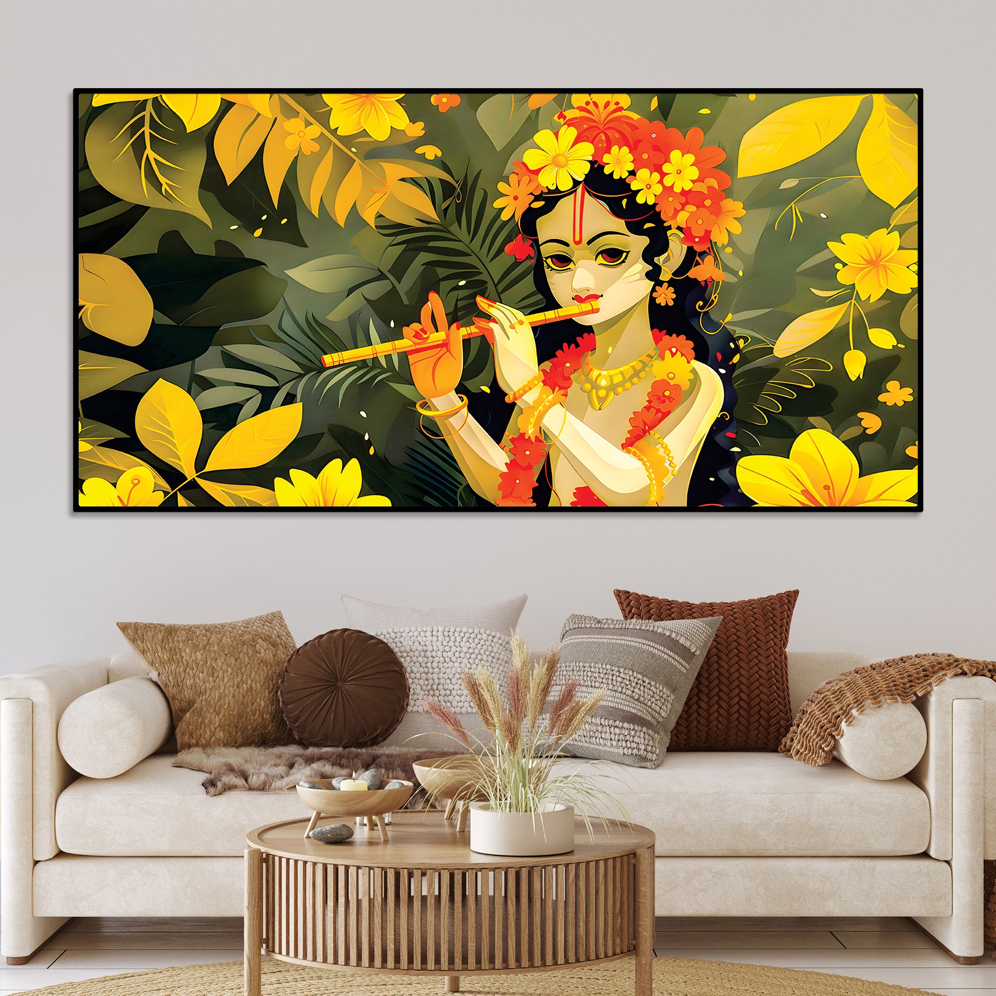 lord-krishna-floral-theme-canvas-wall-painting-for-home-decoration