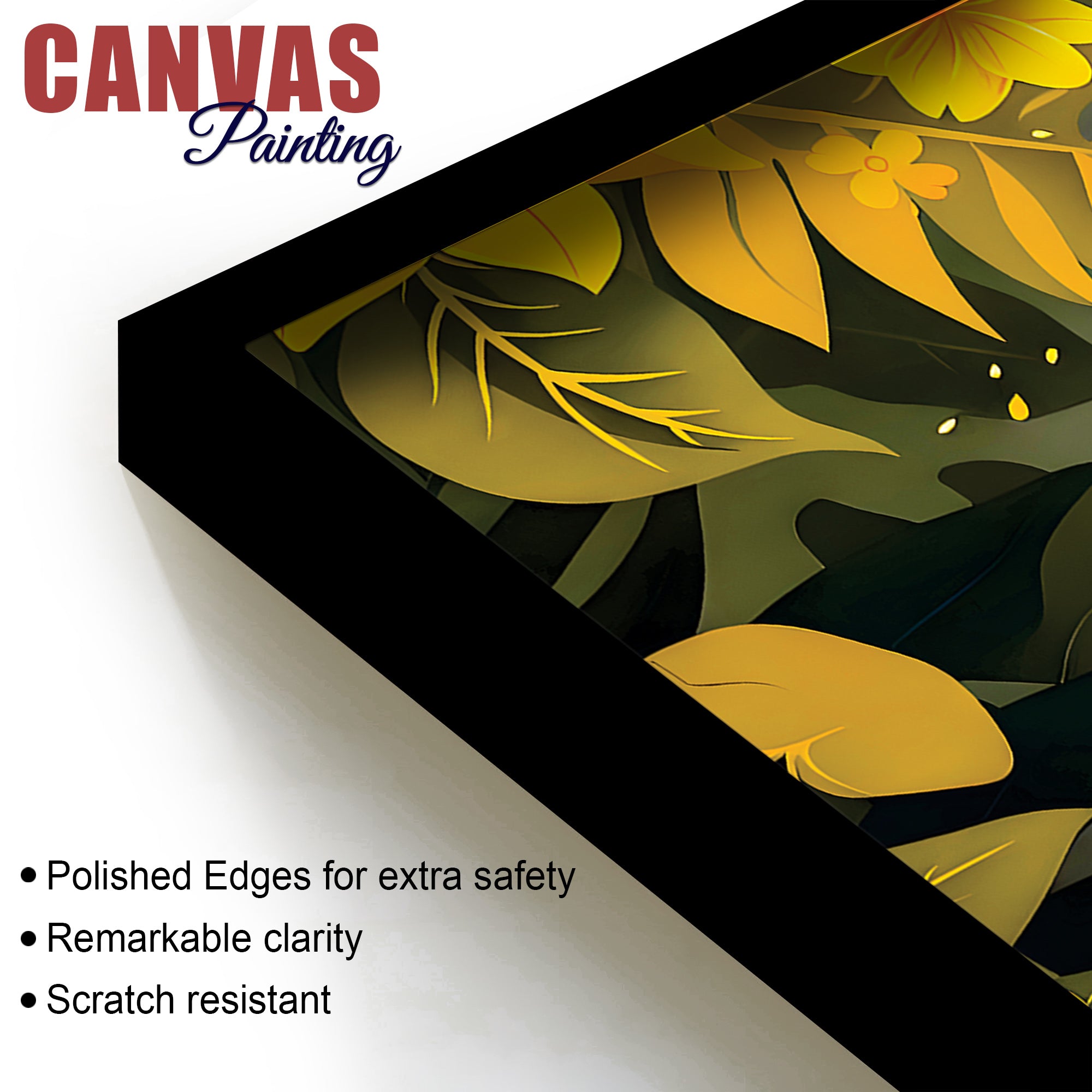 Lord Krishna Floral Theme Canvas Wall Painting for Home Decoration