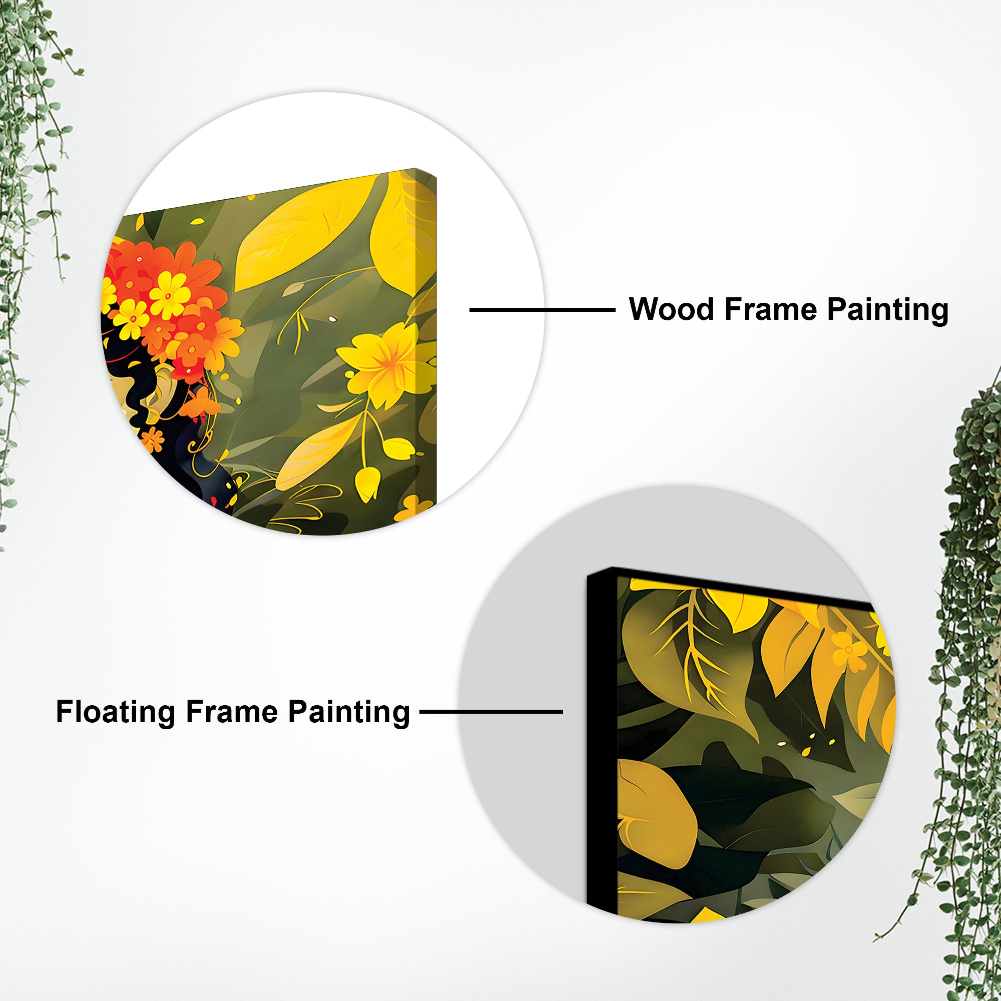 Lord Krishna Floral Theme Canvas Wall Painting for Home Decoration