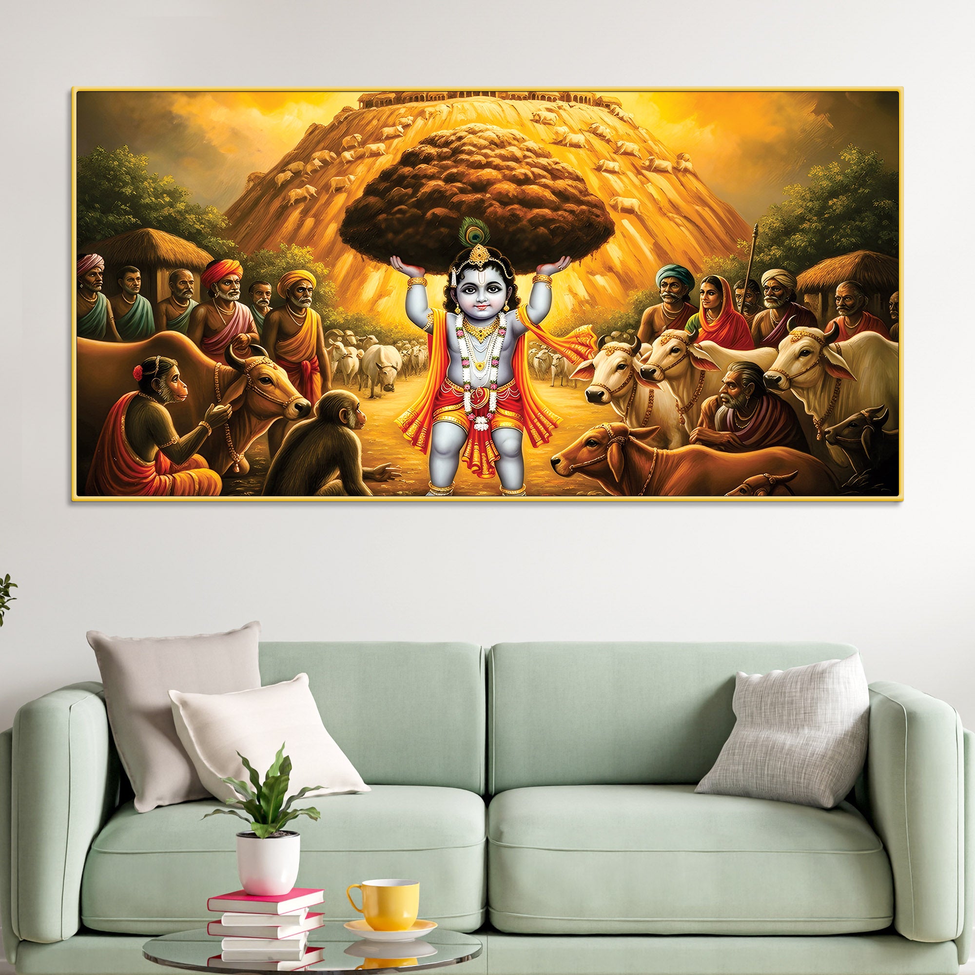 lord-krishna-govardhan-leela-canvas-wall-painting-for-home-decor