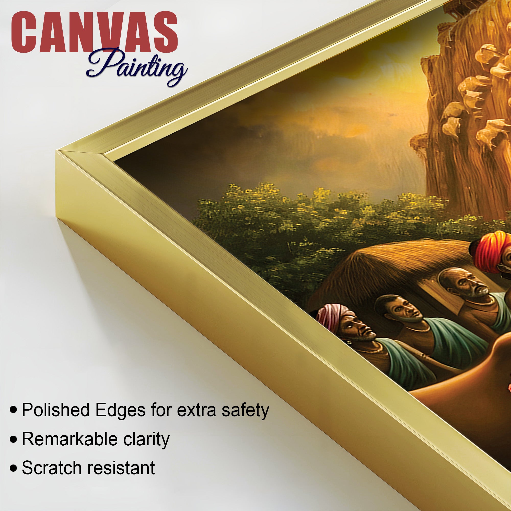 Lord Krishna Govardhan Leela Canvas Wall Painting for Home Décor