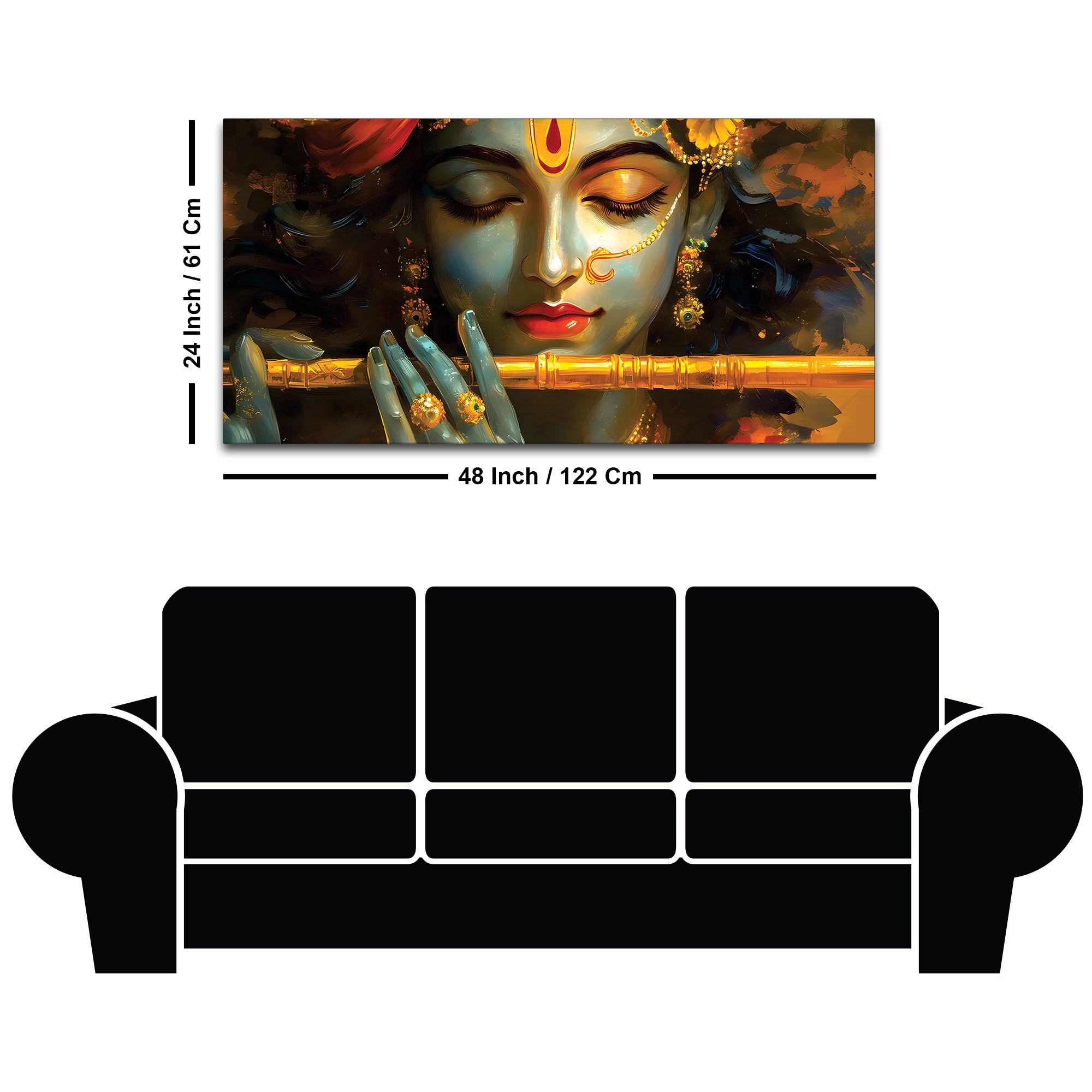 Lord Krishna Modern Spiritual Canvas Painting for Living Room