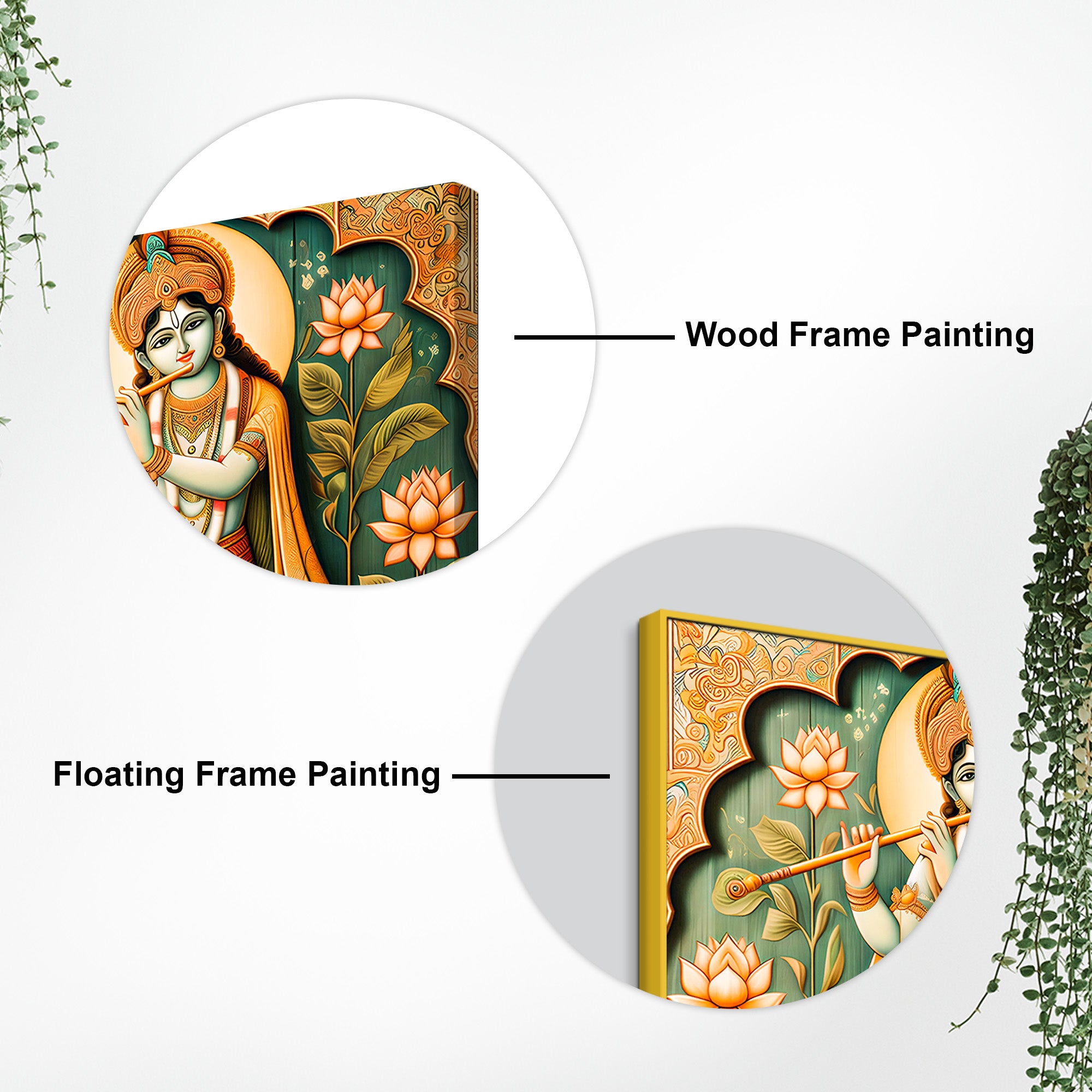 Lord Krishna Murli Manohar Lotus Harmony Spiritual Canvas Wall Painting for Home & Office