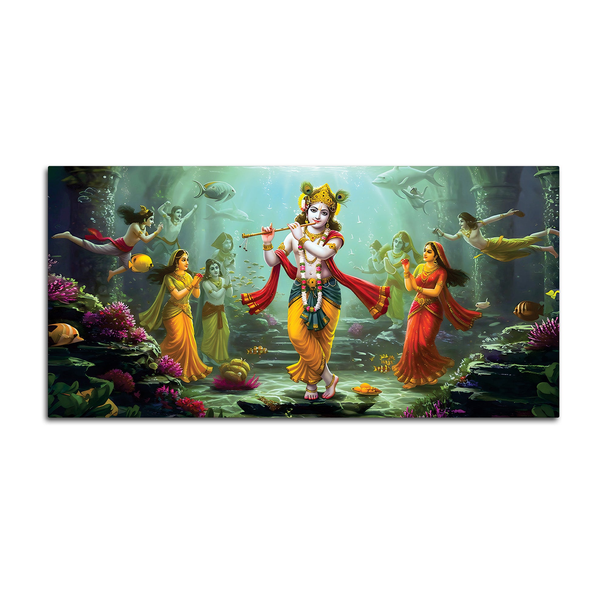Lord Krishna Mythological Canvas Wall Painting for Home Decoration