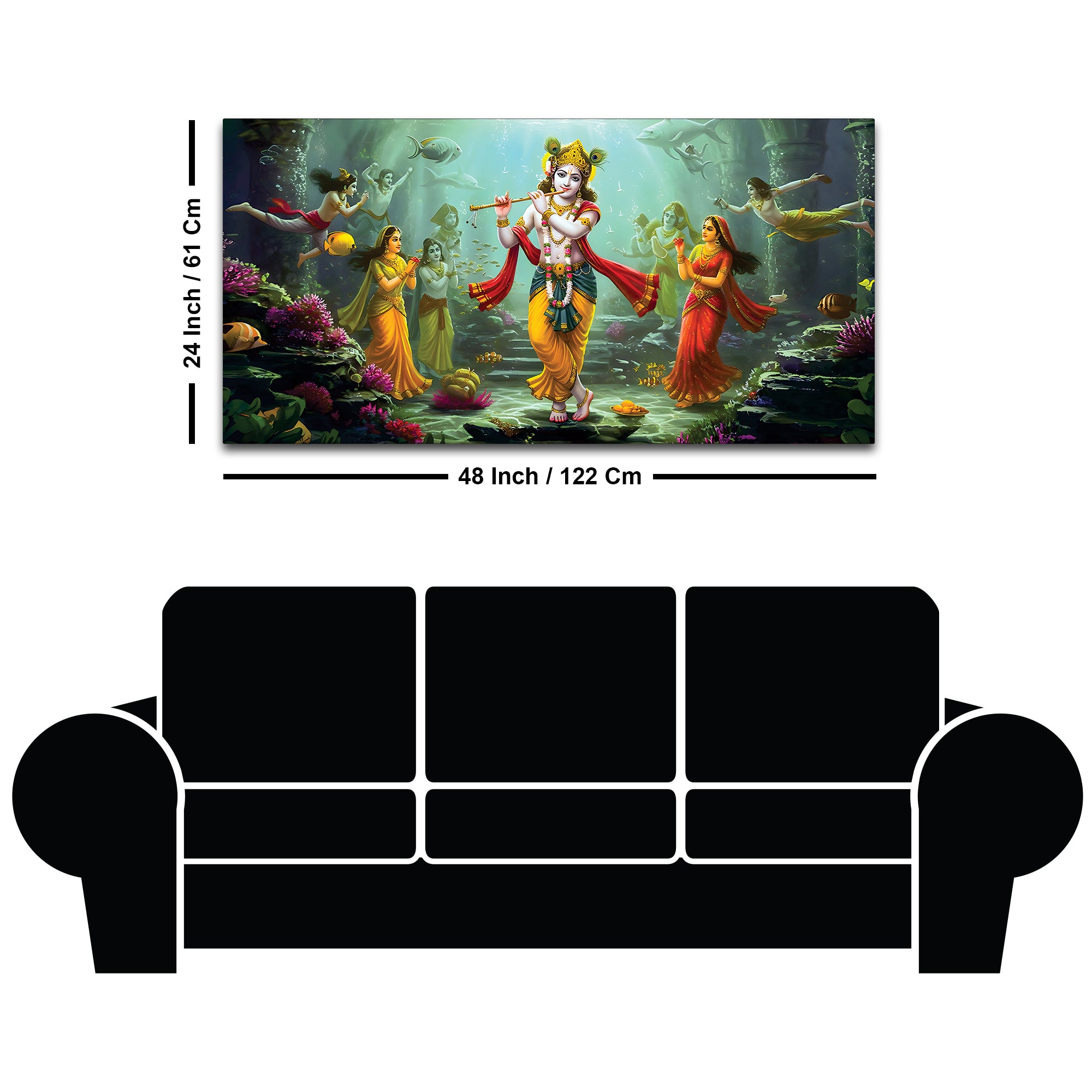 Lord Krishna Mythological Canvas Wall Painting for Home Decoration
