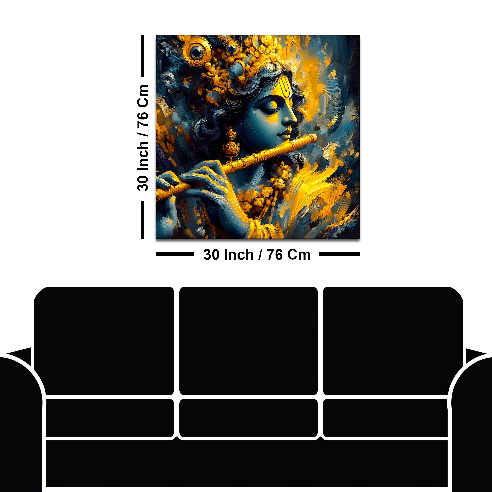 Lord Krishna Playing Flute Canvas Wall Painting for Elegant Home Decor