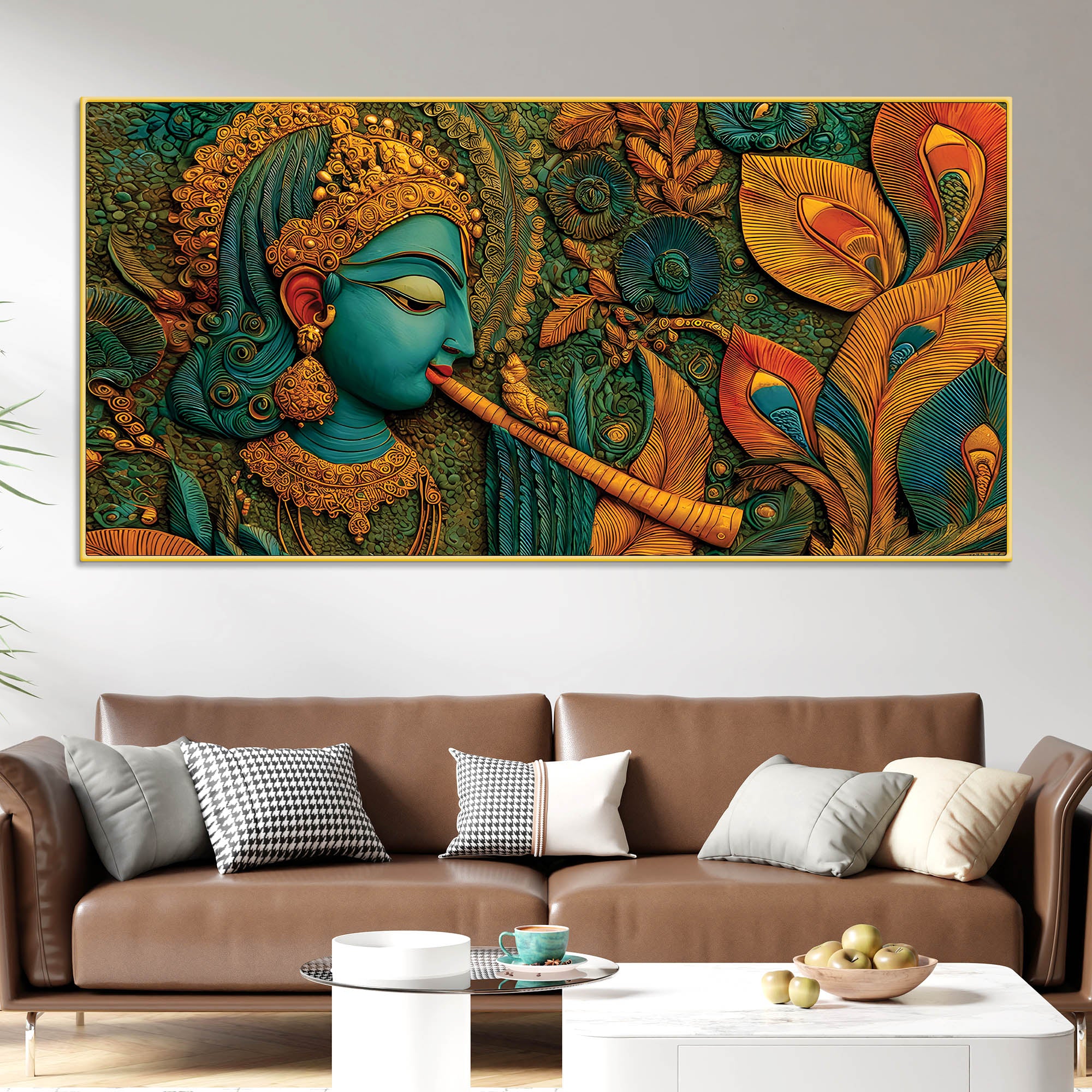 Lord Krishna Premium Textured Canvas Wall Painting for Living Room