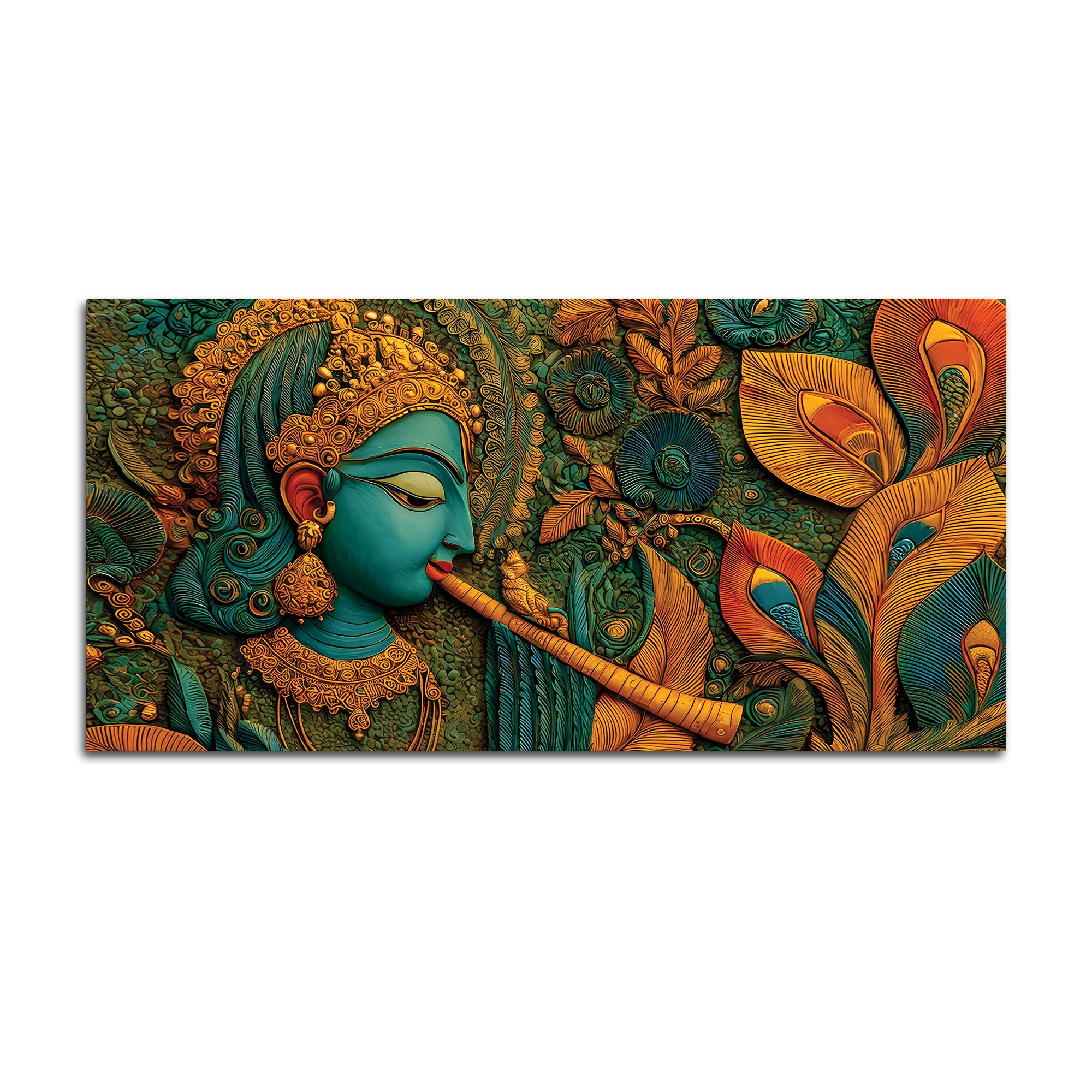 Lord Krishna Premium Textured Canvas Wall Painting for Living Room